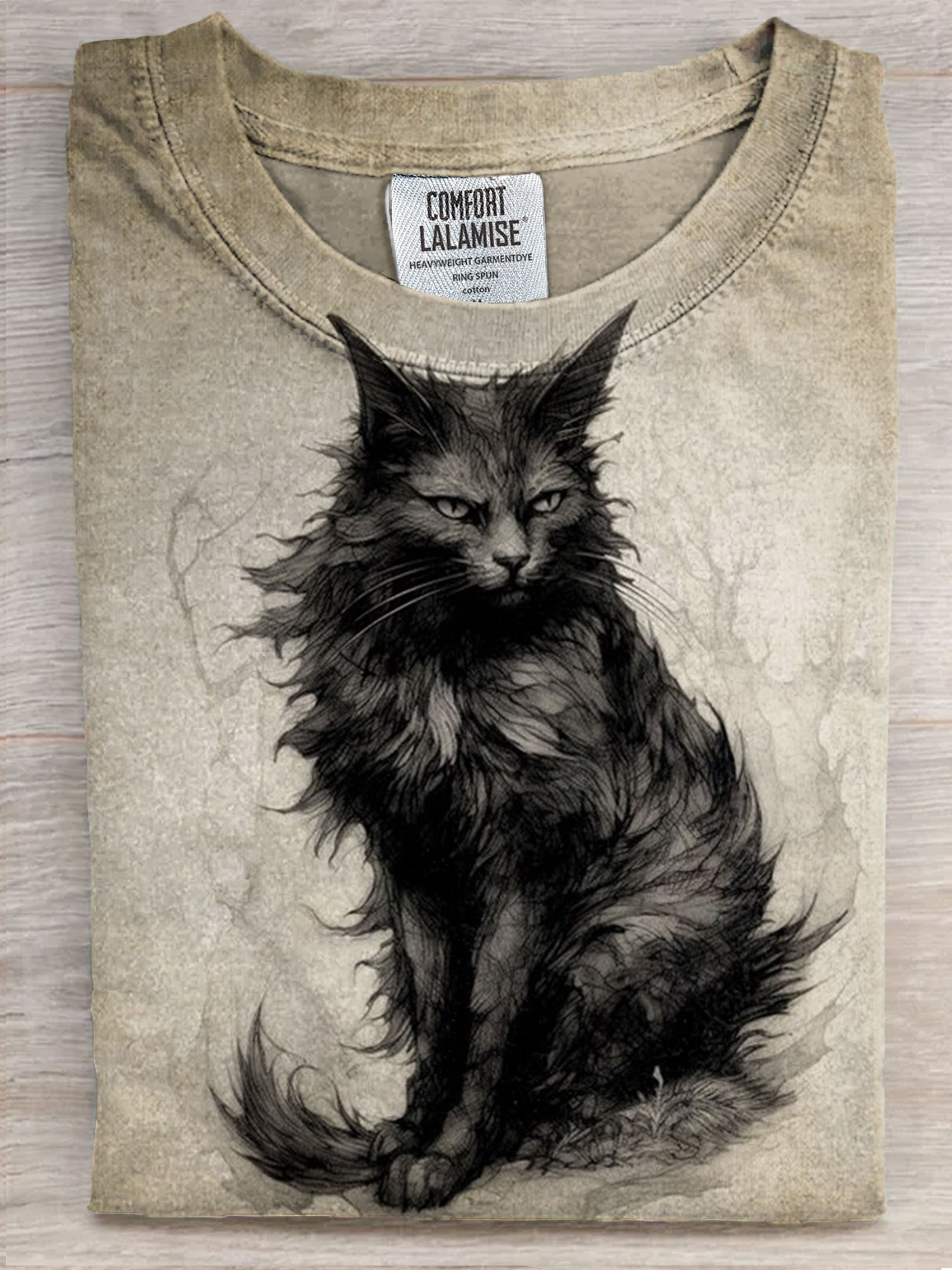 Black Cat Art Print Casual Short Sleeve T-shirt