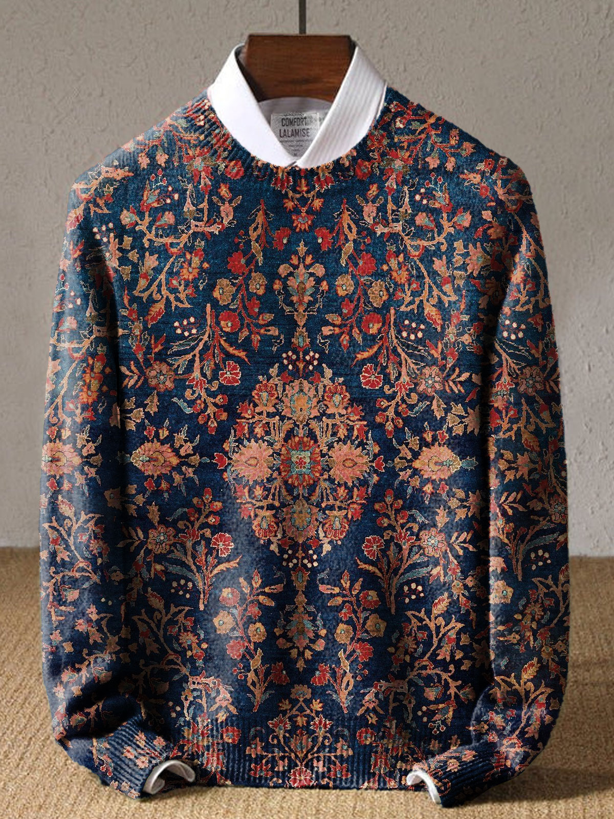 Vintage Ethinic Art Print Knit Pullover Sweater