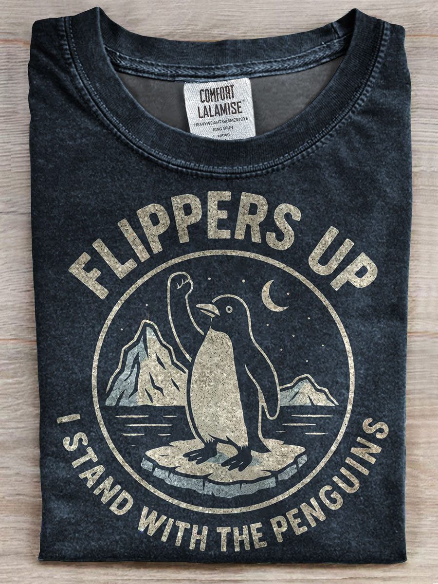 Flippers Up I Stand with The Penguins T-shirt