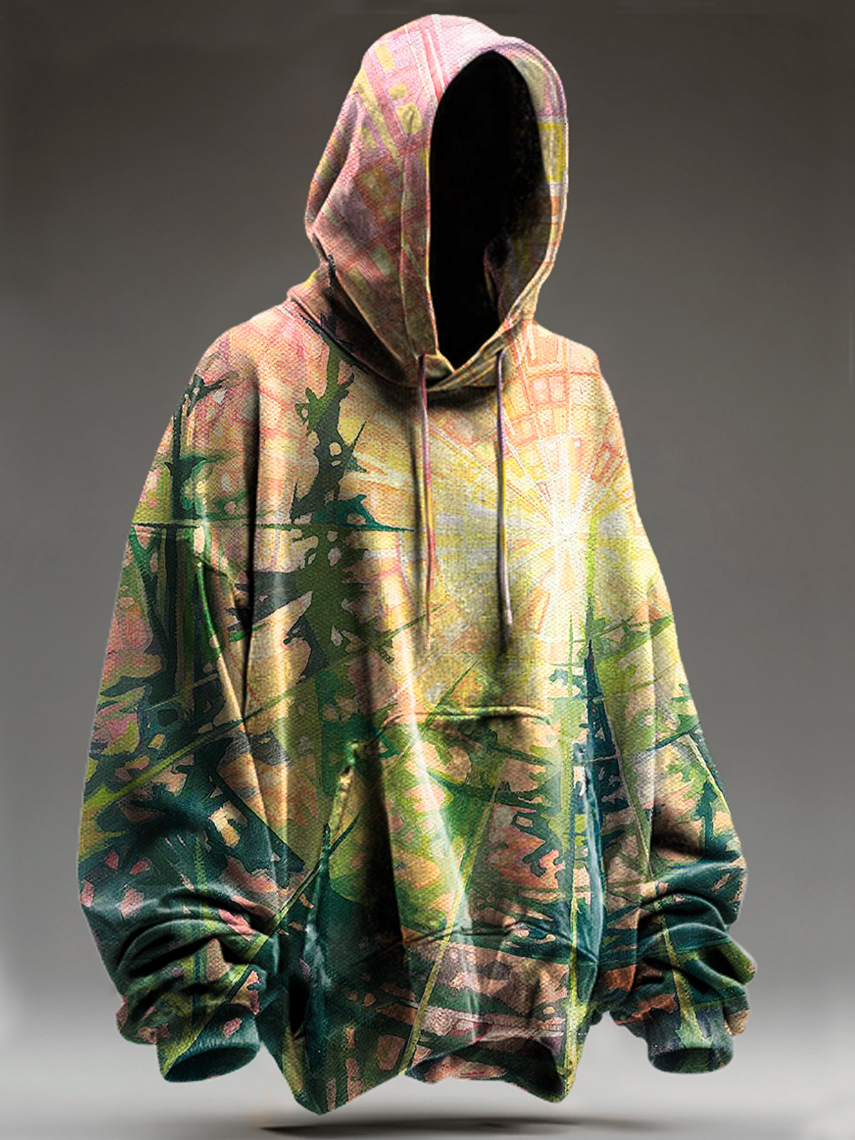 Vintage Abstract Fantasy Leaf Texture Art Print Casual Hoodie Sweatshirt