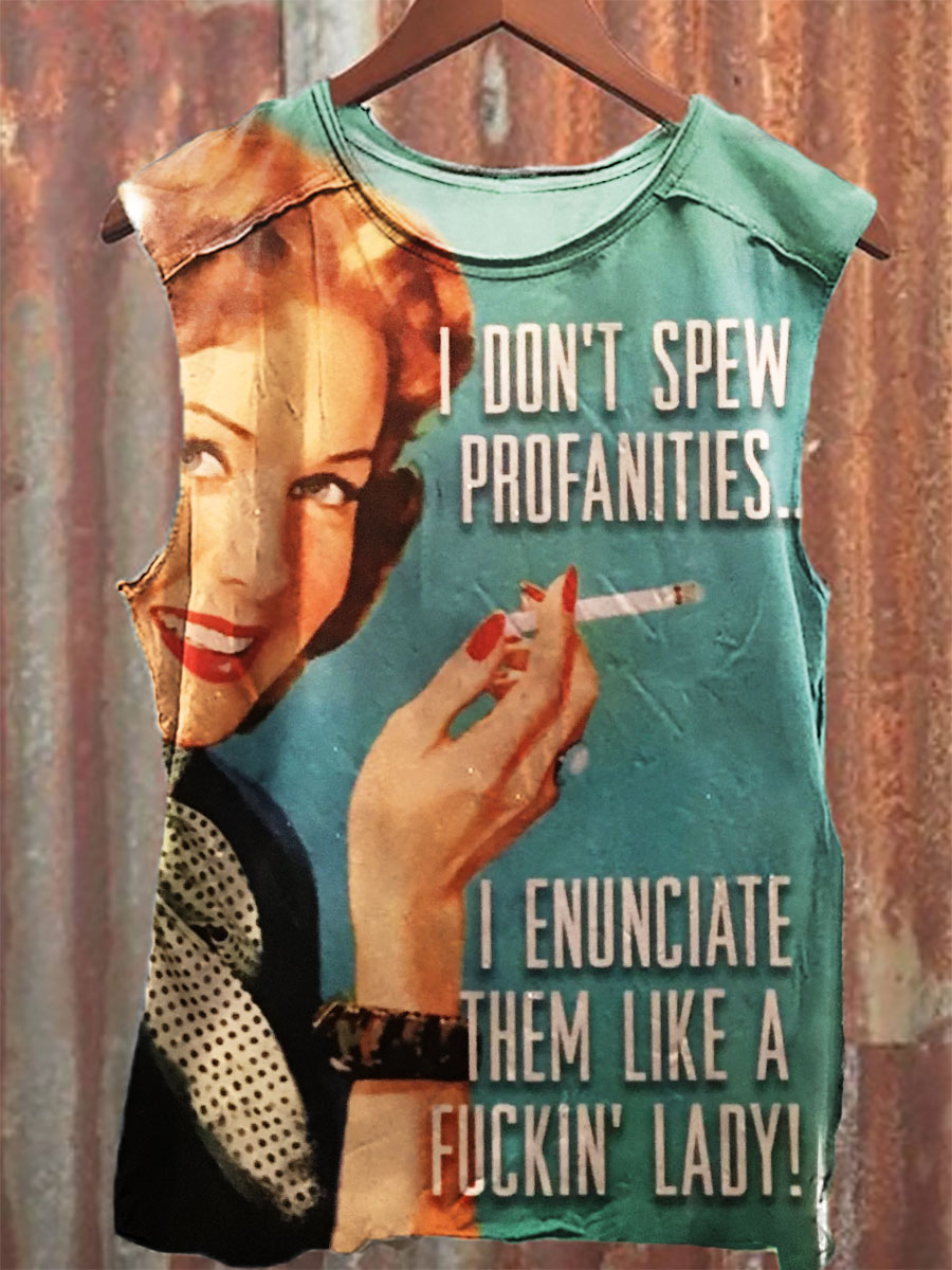 I Don't Spew Profanities  Print 100% Cotton Casual Tank Top