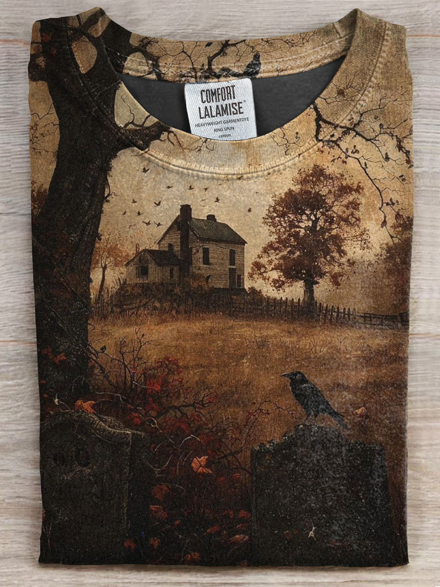 Vintage Halloween Print Casual T-shirt