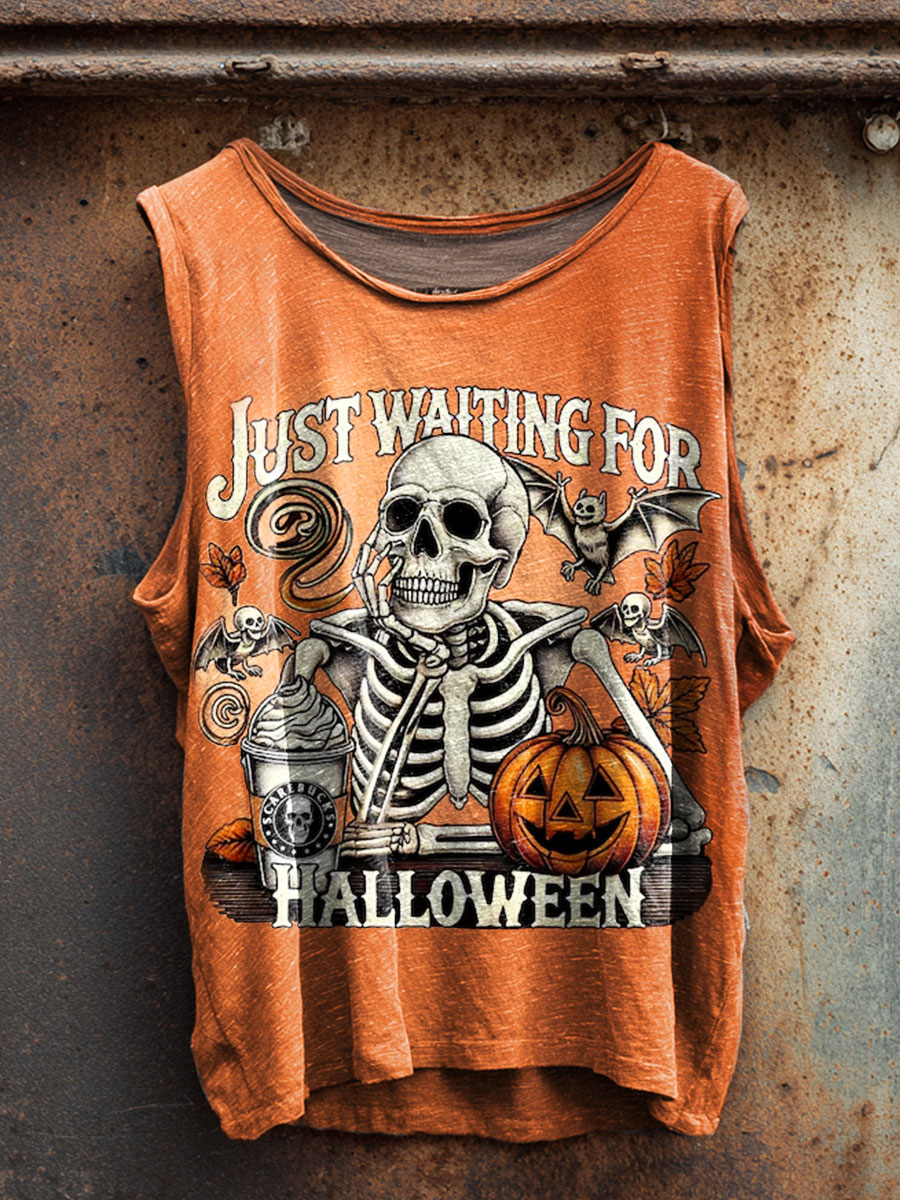 Vintage Halloween Art Print 100% Cotton Casual Tank Top