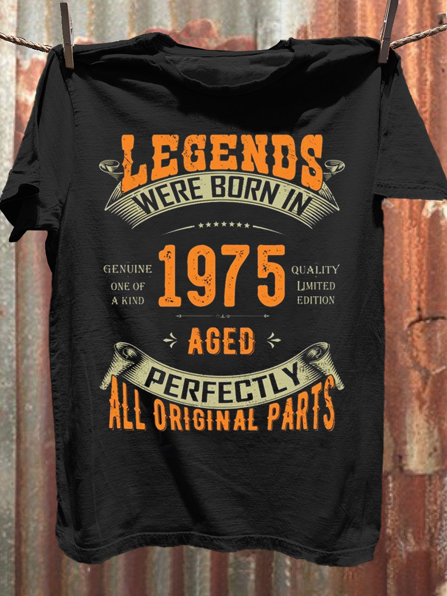 Vintage Legends Were Born in 1975 Art Print Casaul Short Sleeve T-shirt