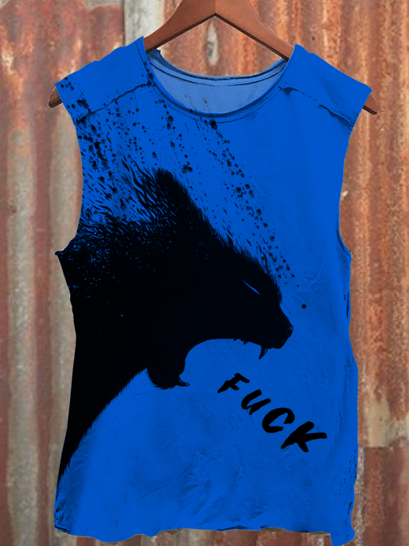 Unisex A Cat Yelling Fuck Print 100% Cotton Casual Tank Top
