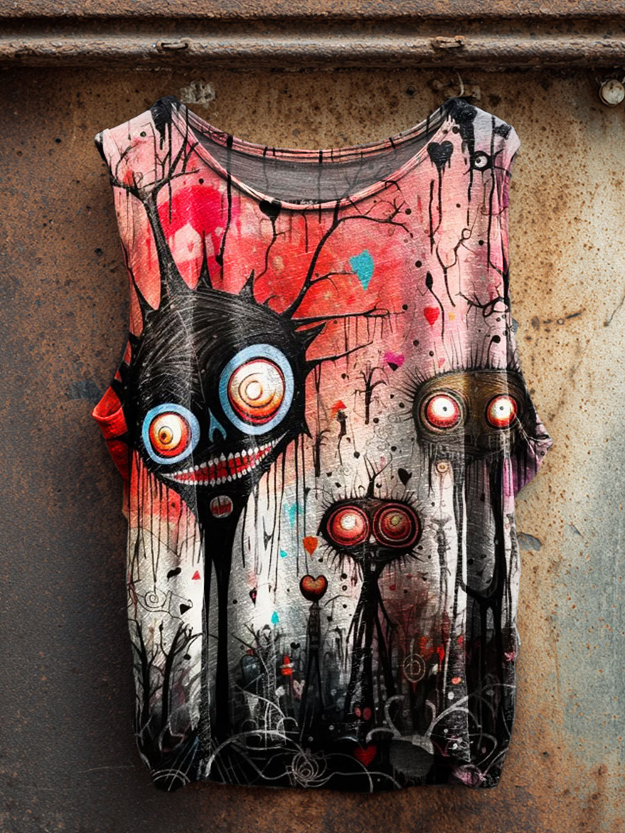 Vintage Art Print 100% Cotton Casual Tank Top