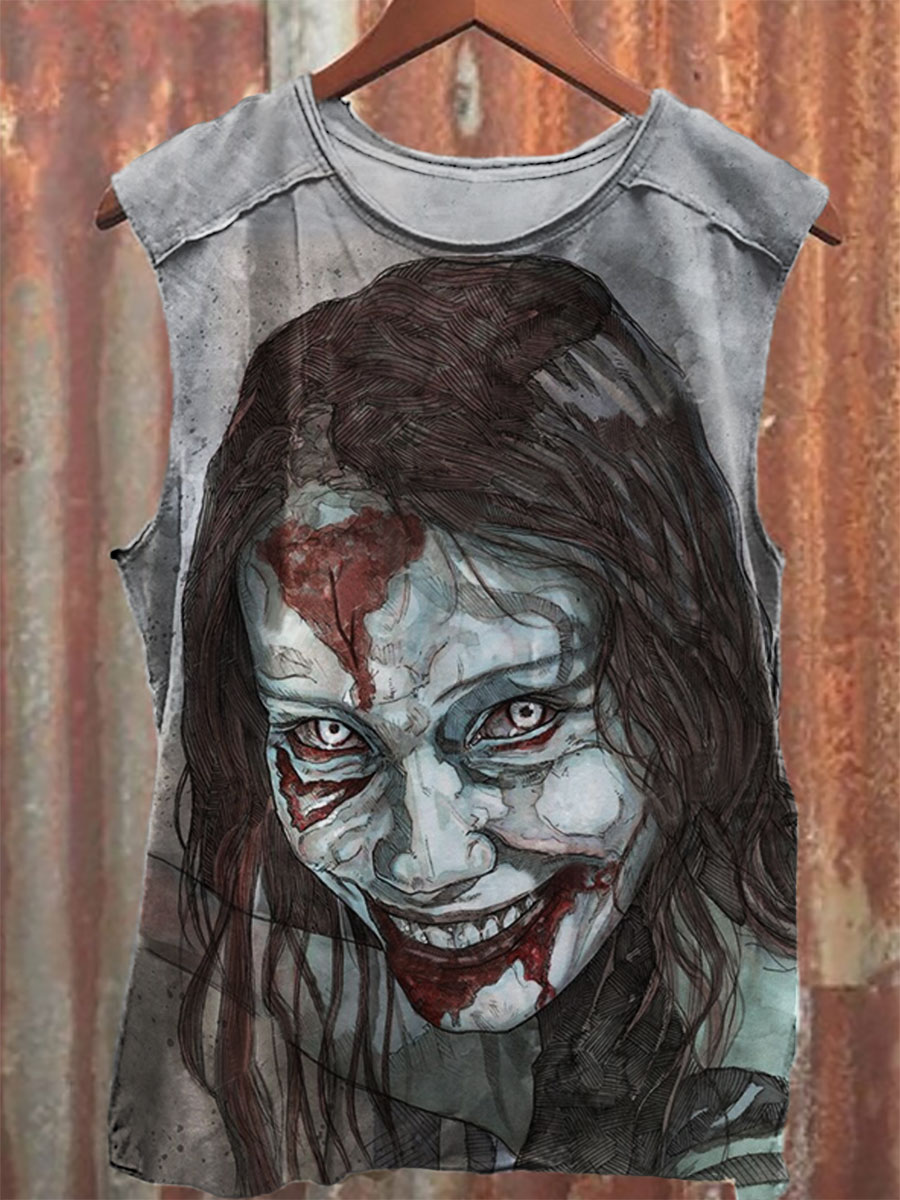 Horror Print 100% Cotton Casual Tank Top