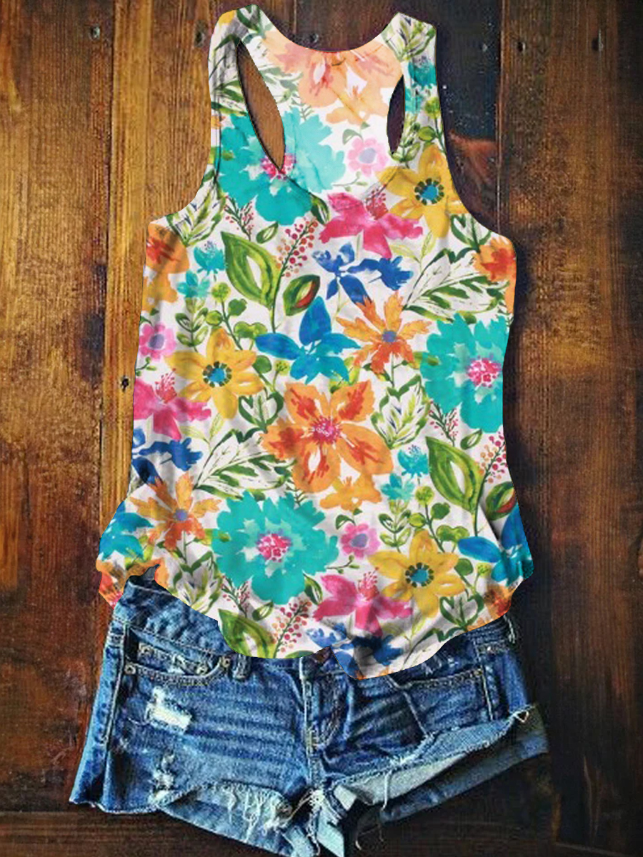 Women's Floral Art Print Tank Top
