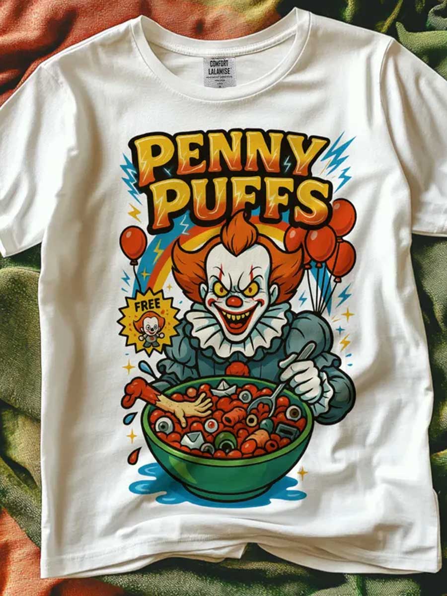 Funny Halloween Horror Character Art Print Causal Cotton Short Sleeve T-shirt