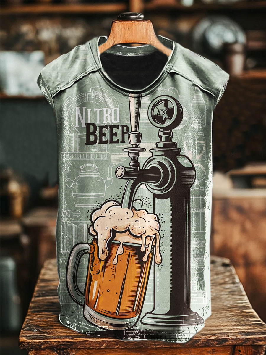 Vintage Print 100% Cotton Casual Tank Top