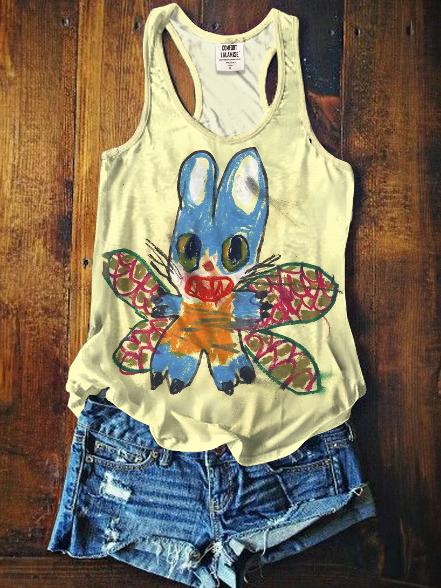 Cute Kid Drawing Art Print Tank Top