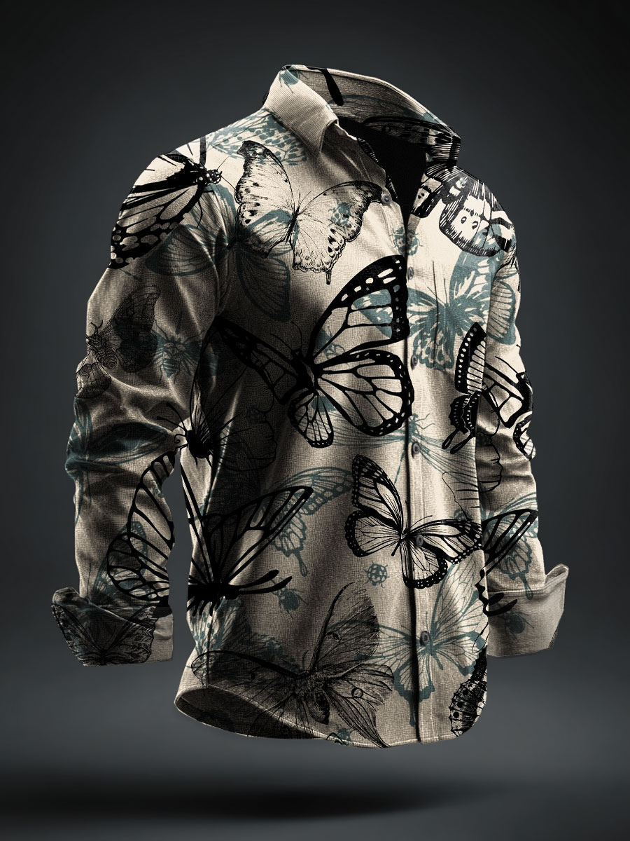 Butterfly Art Print 100% Cotton Long Sleeve Shirt