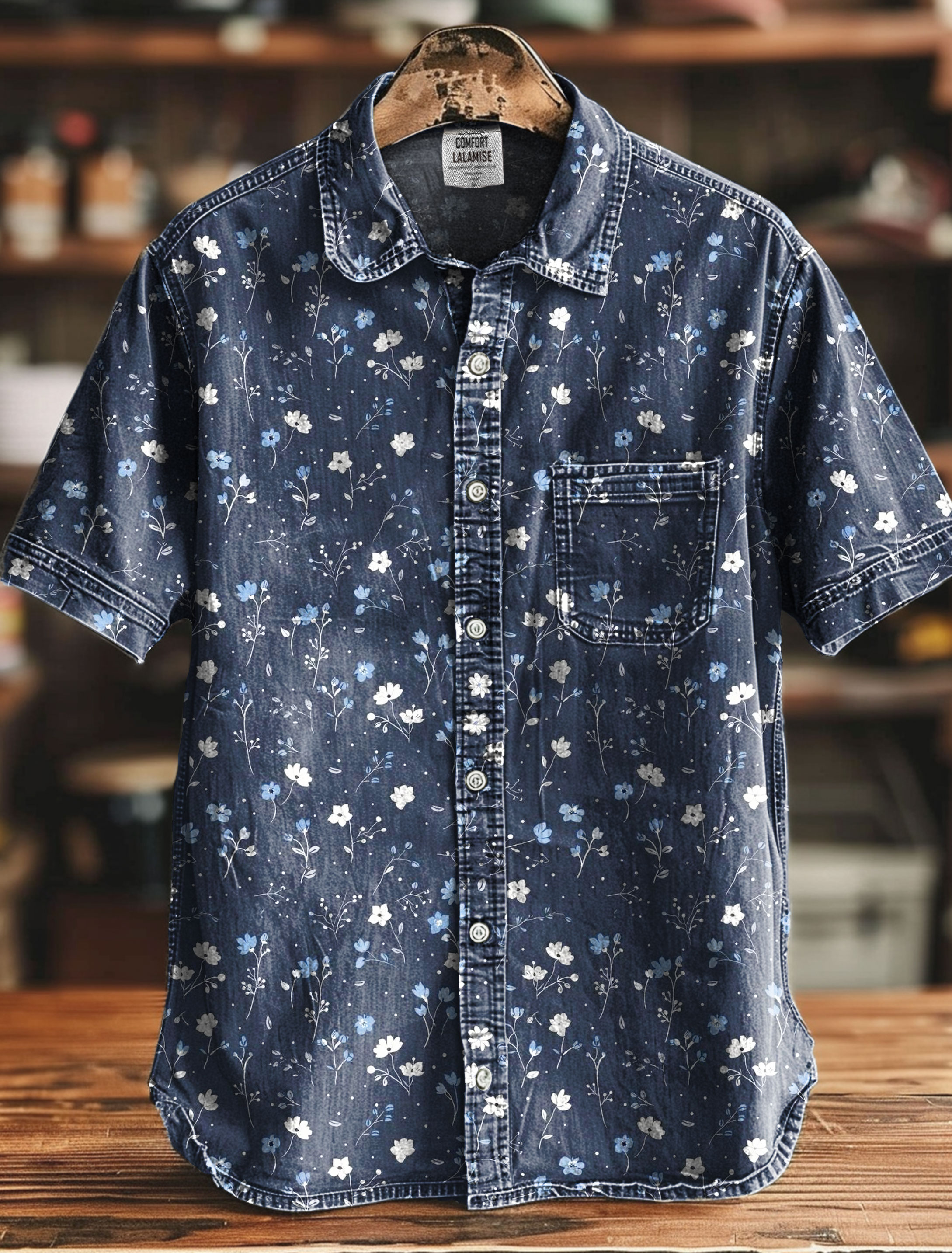 Vintage Country Floral  Art Print Casual 100% Cotton Shirt