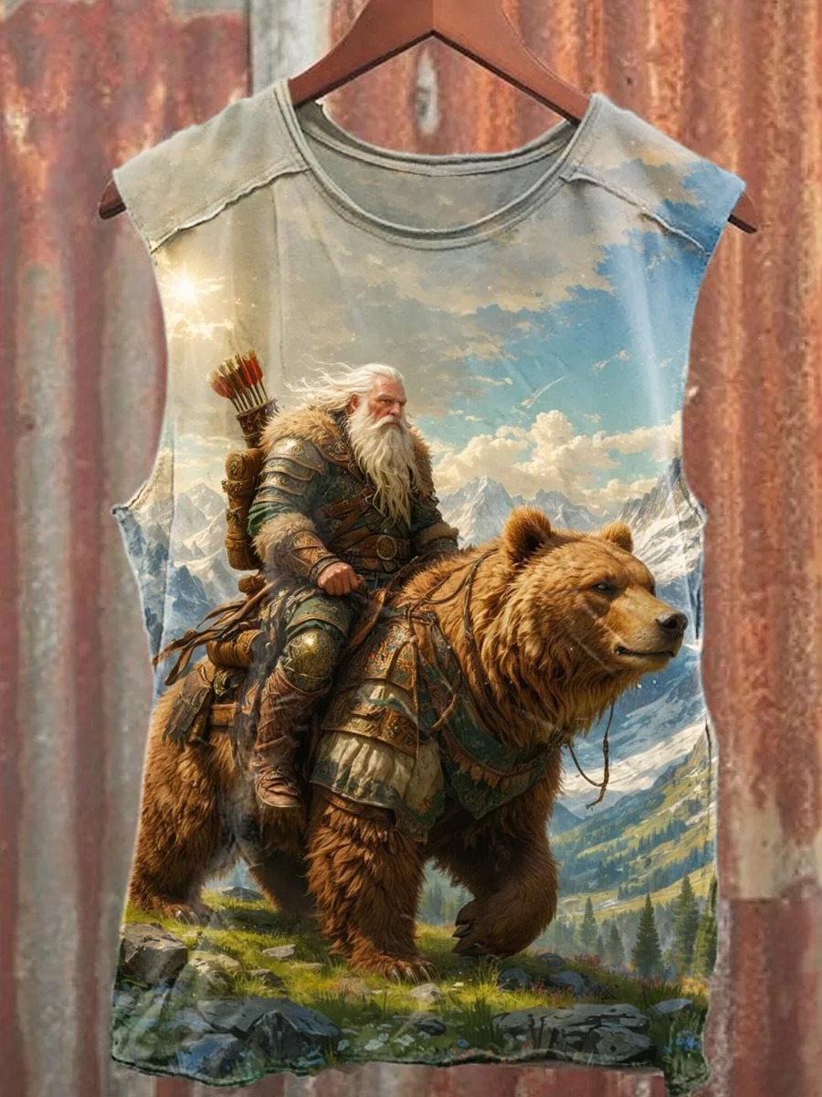 Vintage Warrior  Print 100% Cotton Casual Tank Top