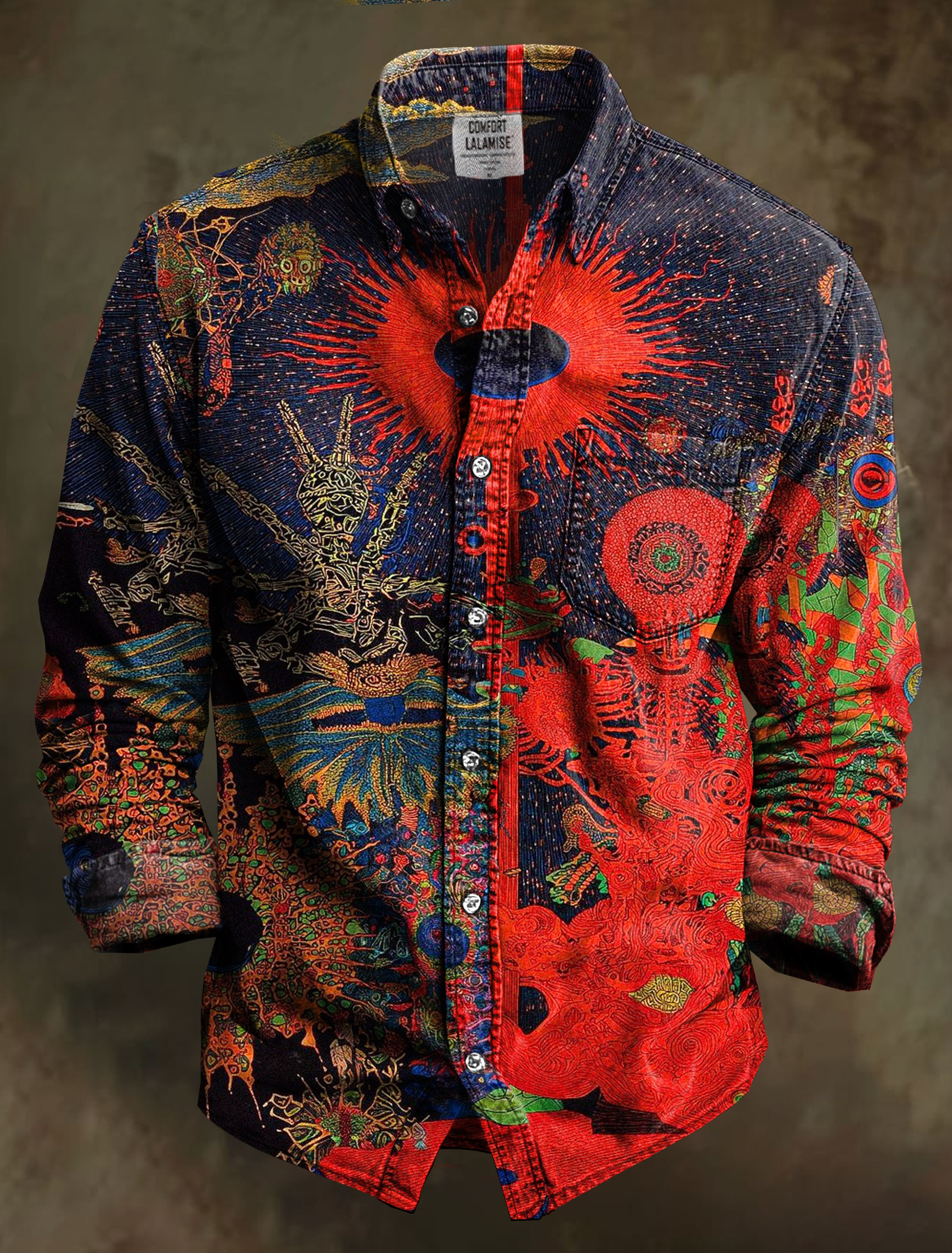Psychedelia Unleashed Art Print 100% Cotton Long Sleeve Shirt
