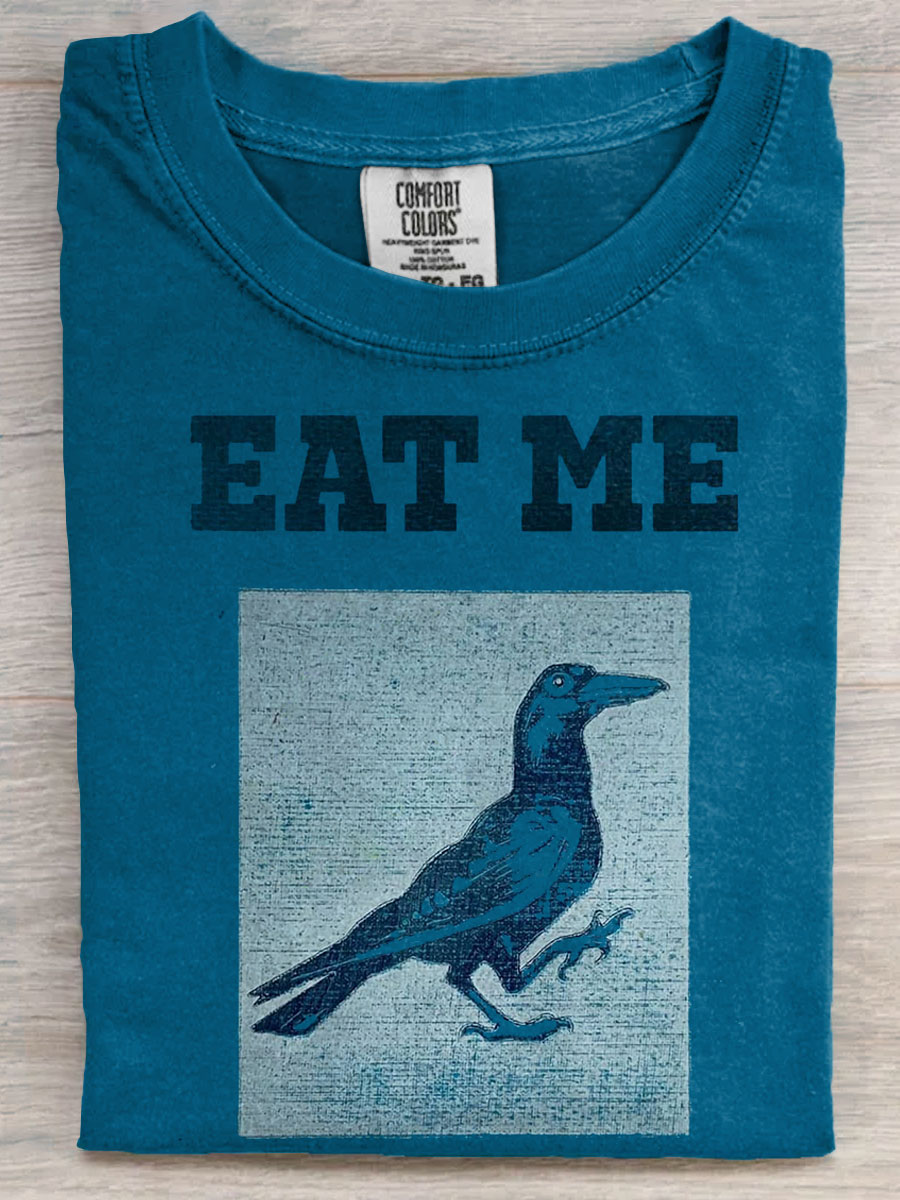 Vintage Bird Eat Me Art Casaul Short Sleeve T-shirt