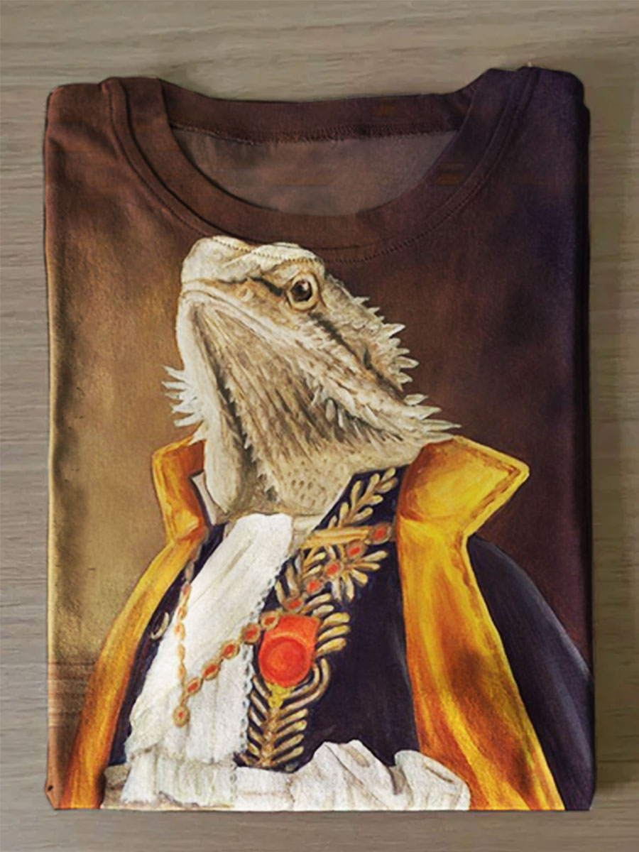 Funny Bearded Dragon Print Casual Top