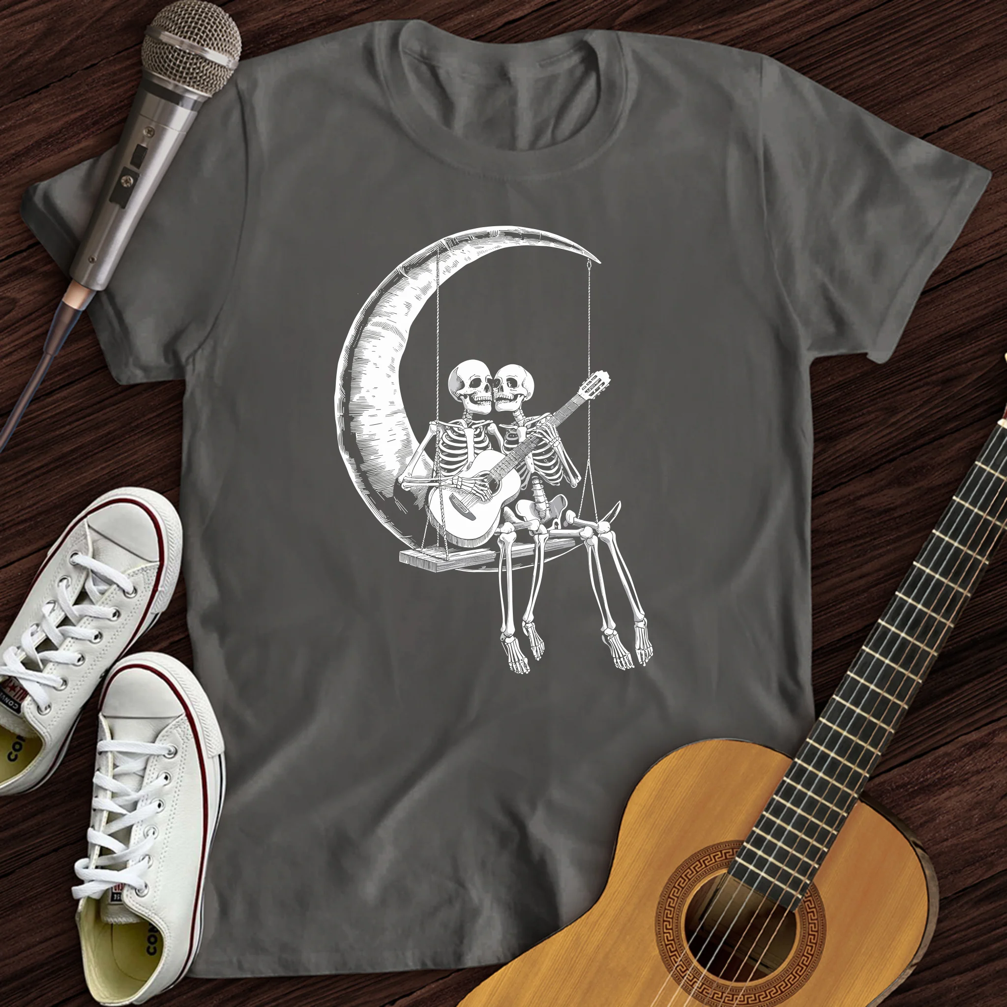 Skeleton Serenade on the Moon T-Shirt