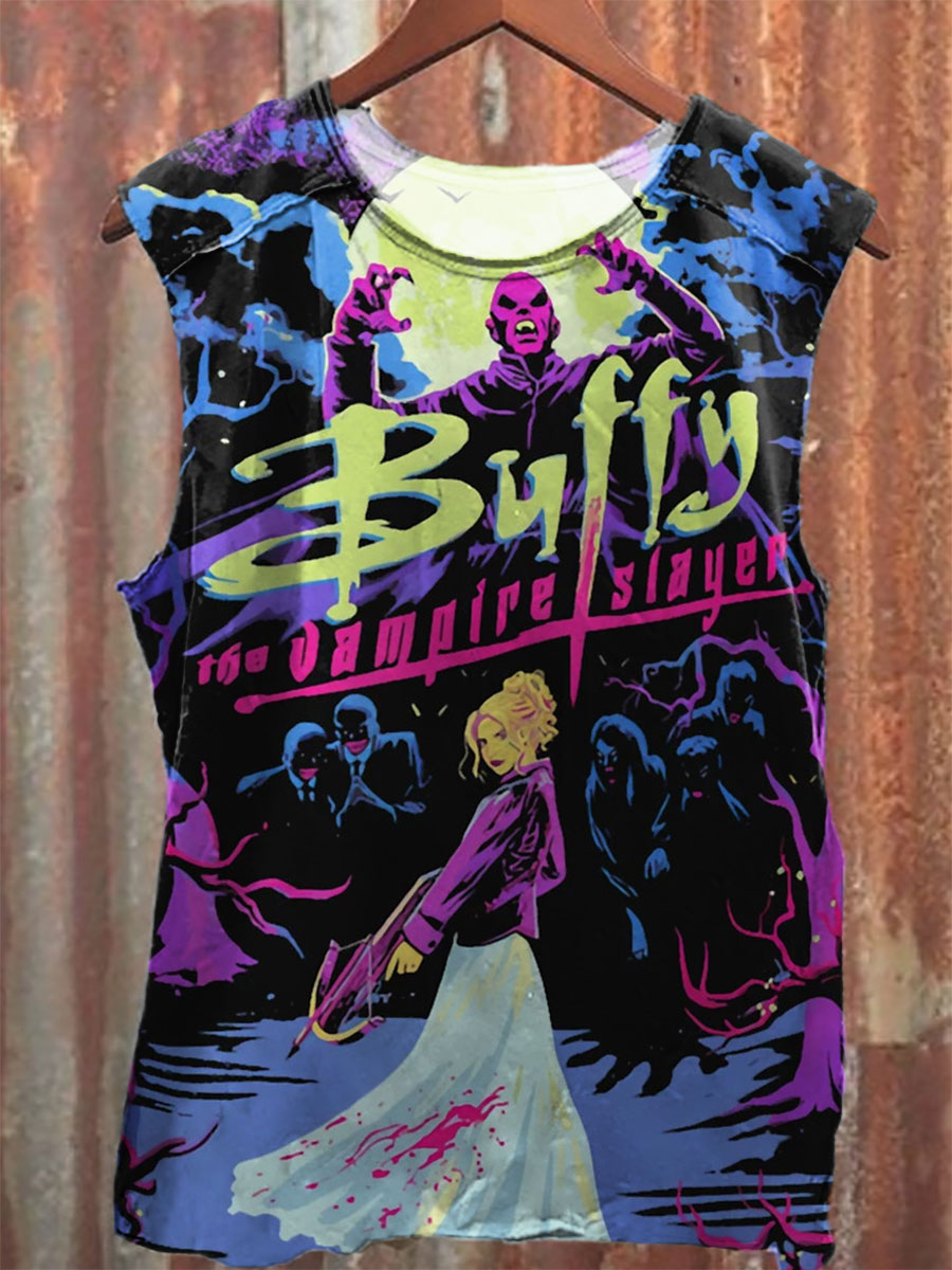 Buffy Print 100% Cotton Casual Tank Top
