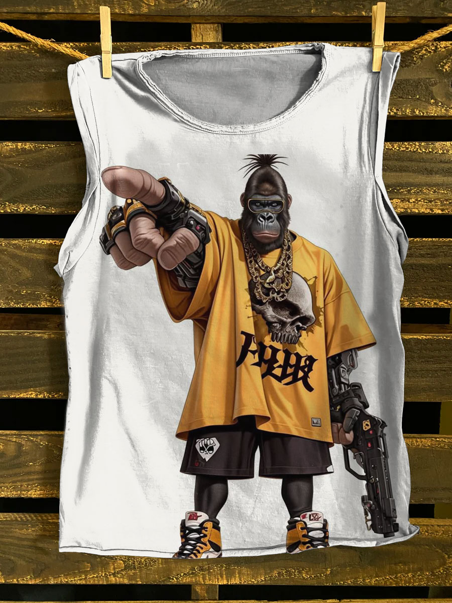 Vintage Funny Print 100% Cotton Casual Tank Top