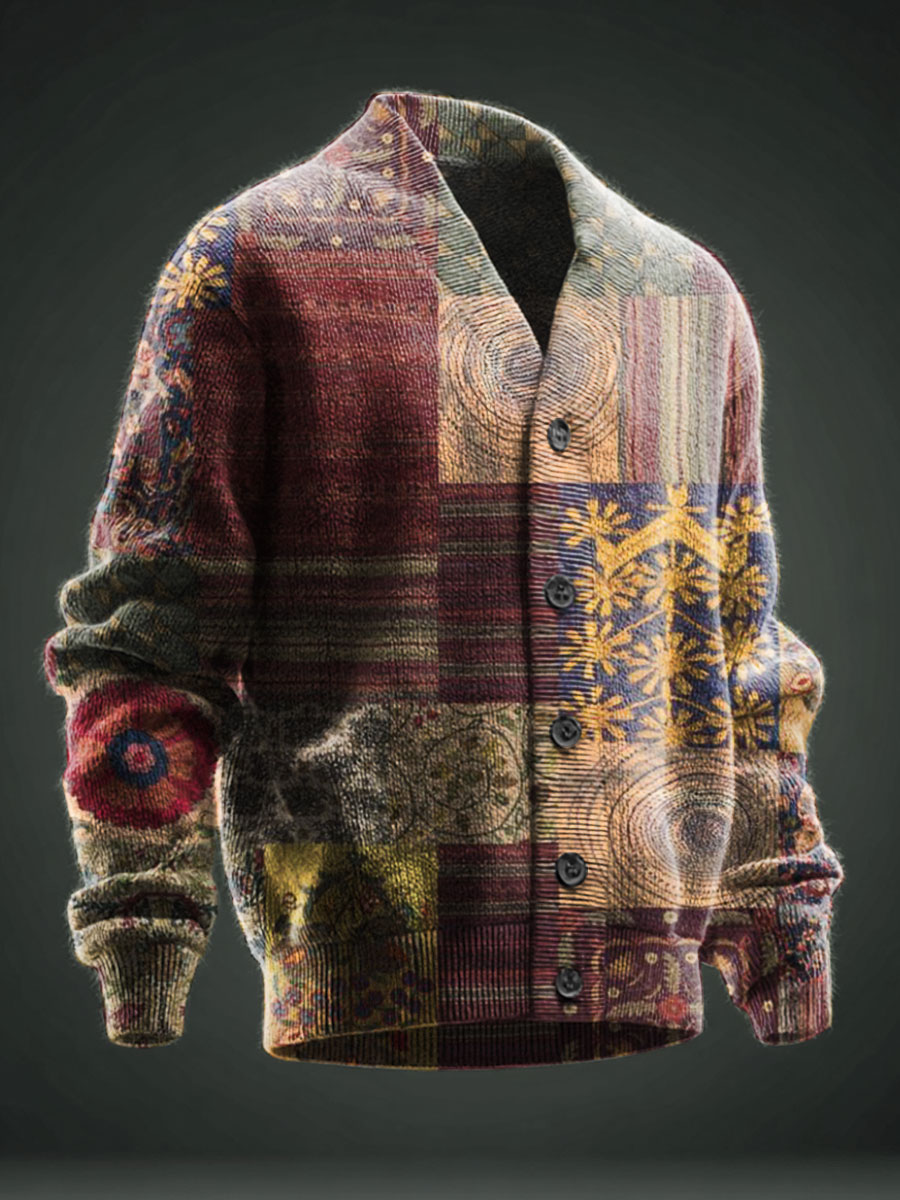 Art Printed Casual Cardigan Sweater