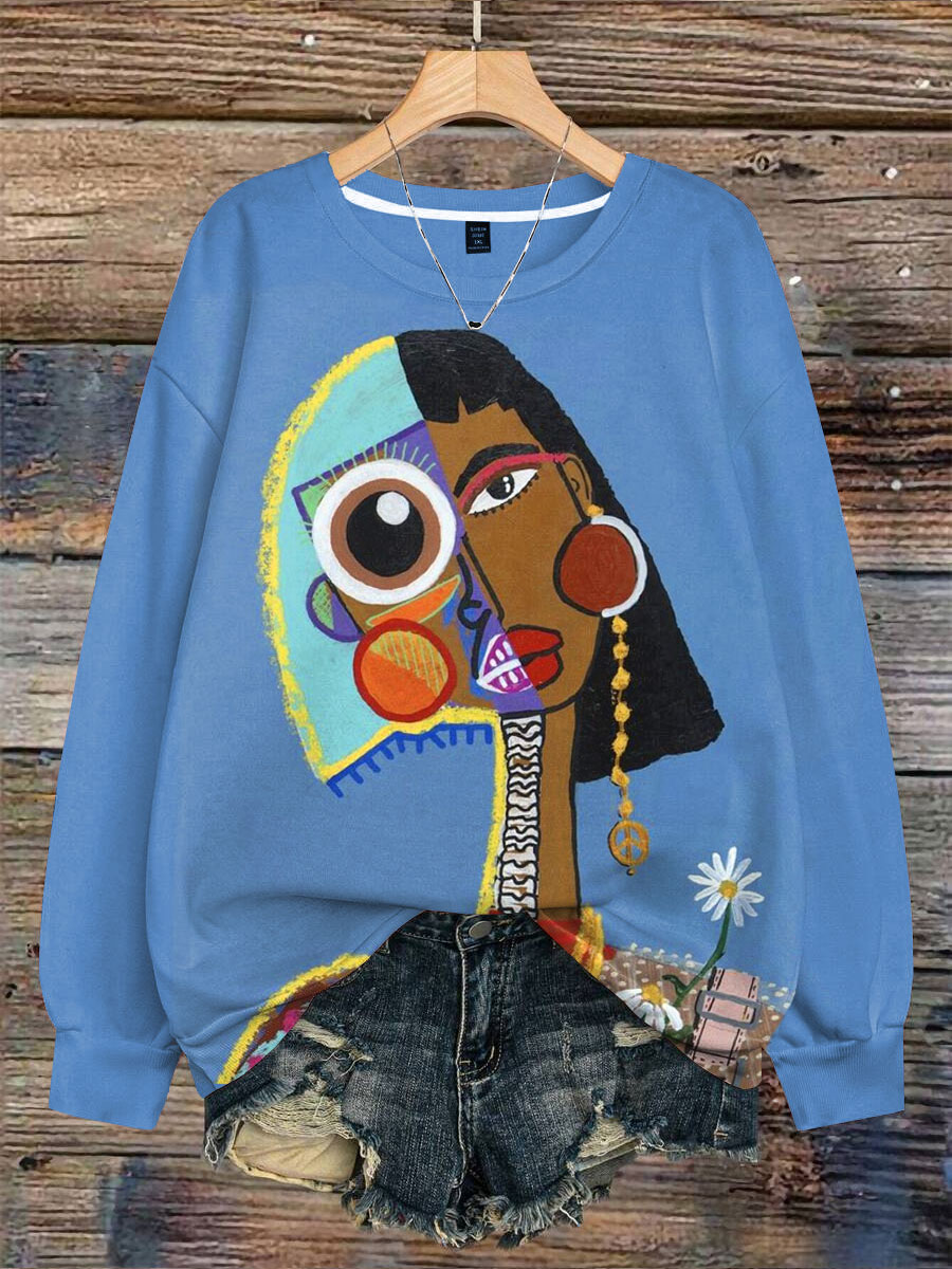Abstrct Women Art Print Casual  Sweatshirt