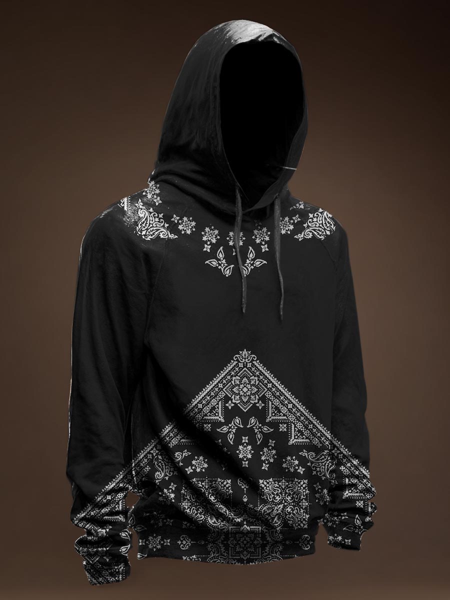 Vintage Floral Prints Casual Hoodie Sweatshirt