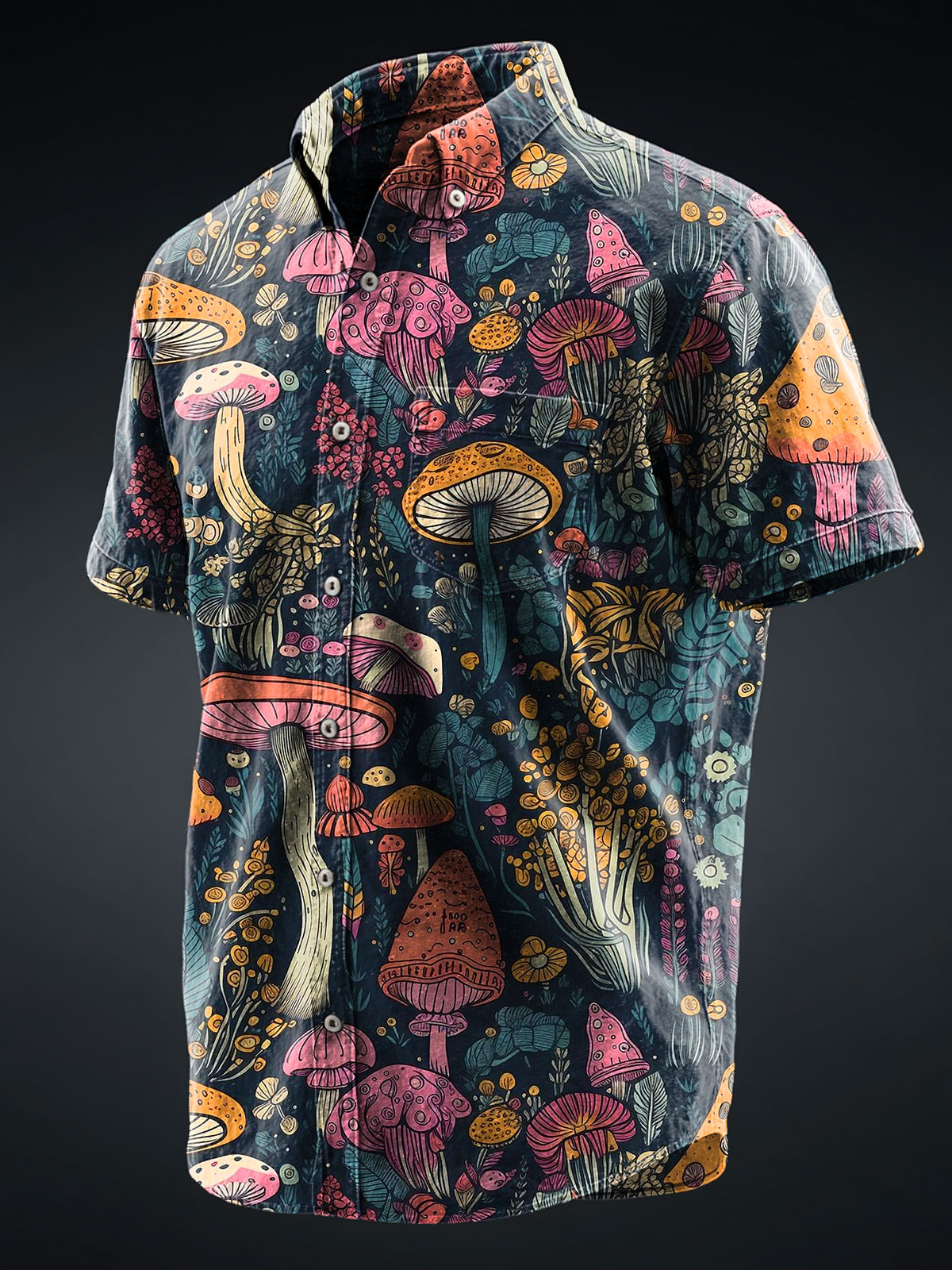 Vintage Mushroom Art Print 100% Cotton Denim Shirt