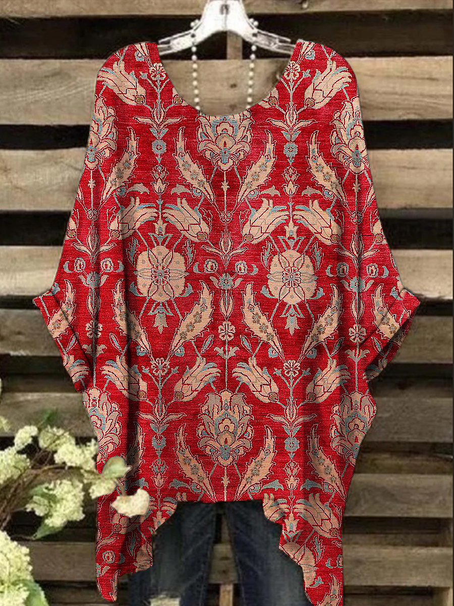 Women's Vintage Ethnic Floral Print Design Top