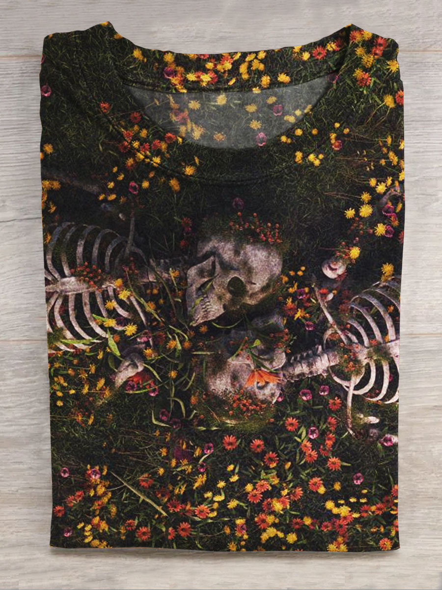 Dark Fantasy Print Casual Short Sleeve Top