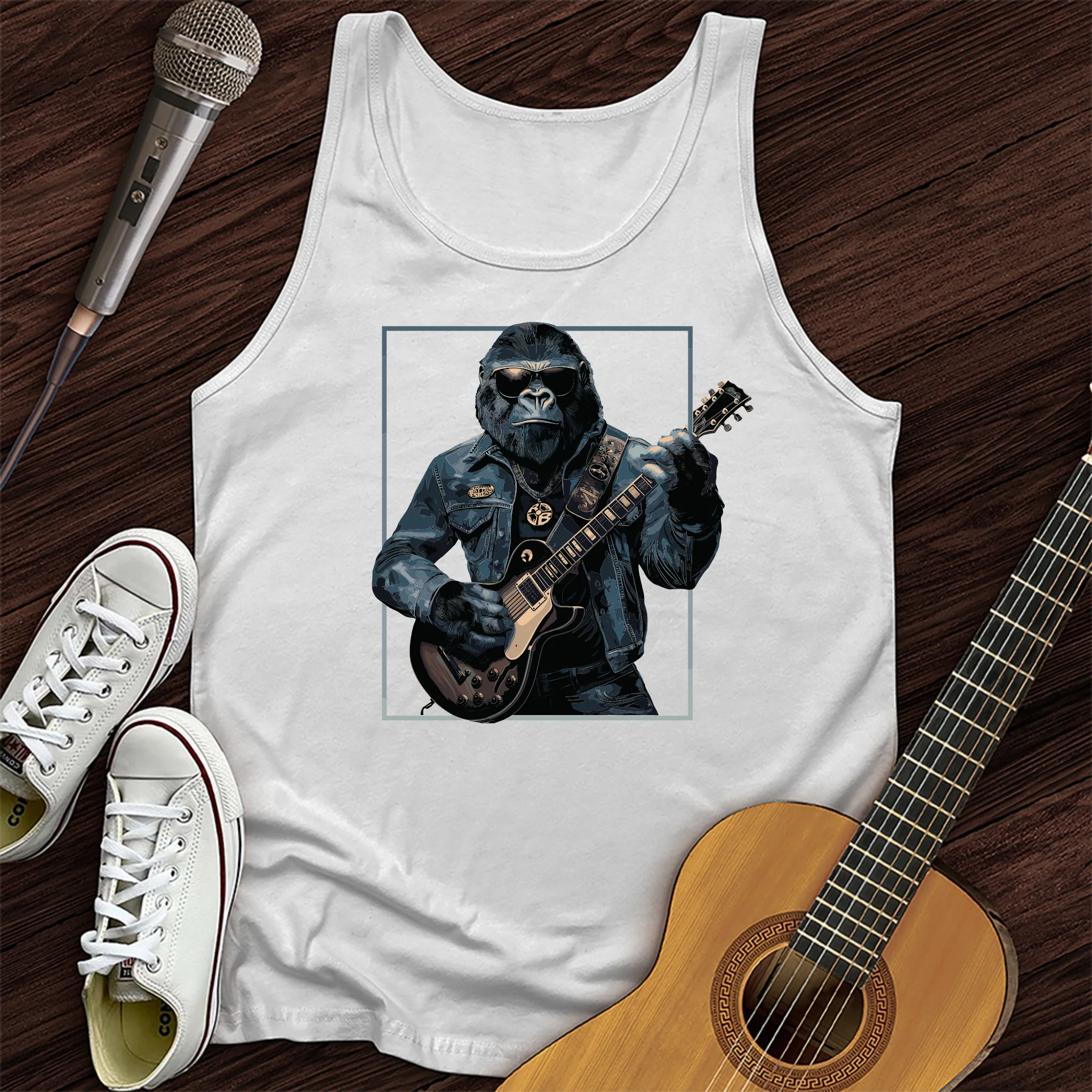 Powerful Gorilla Guitar Unisex Tank Top
