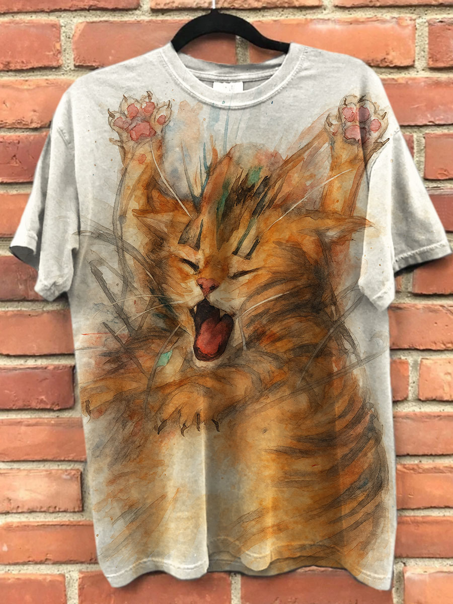 Funny Cat Printed Casual T-shirt