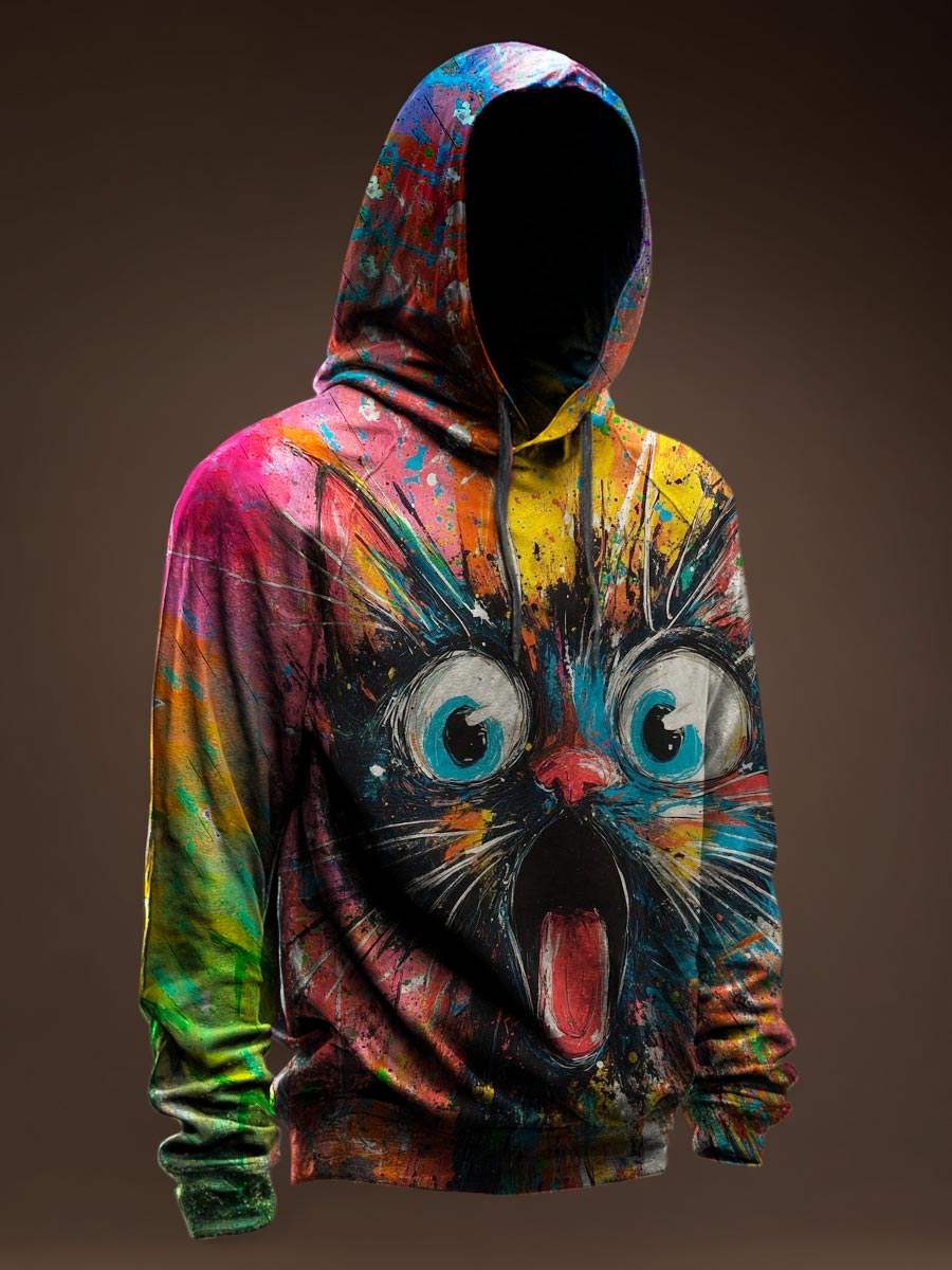 Doodle Kitten Pattern Casual Hoodie Sweatshirt