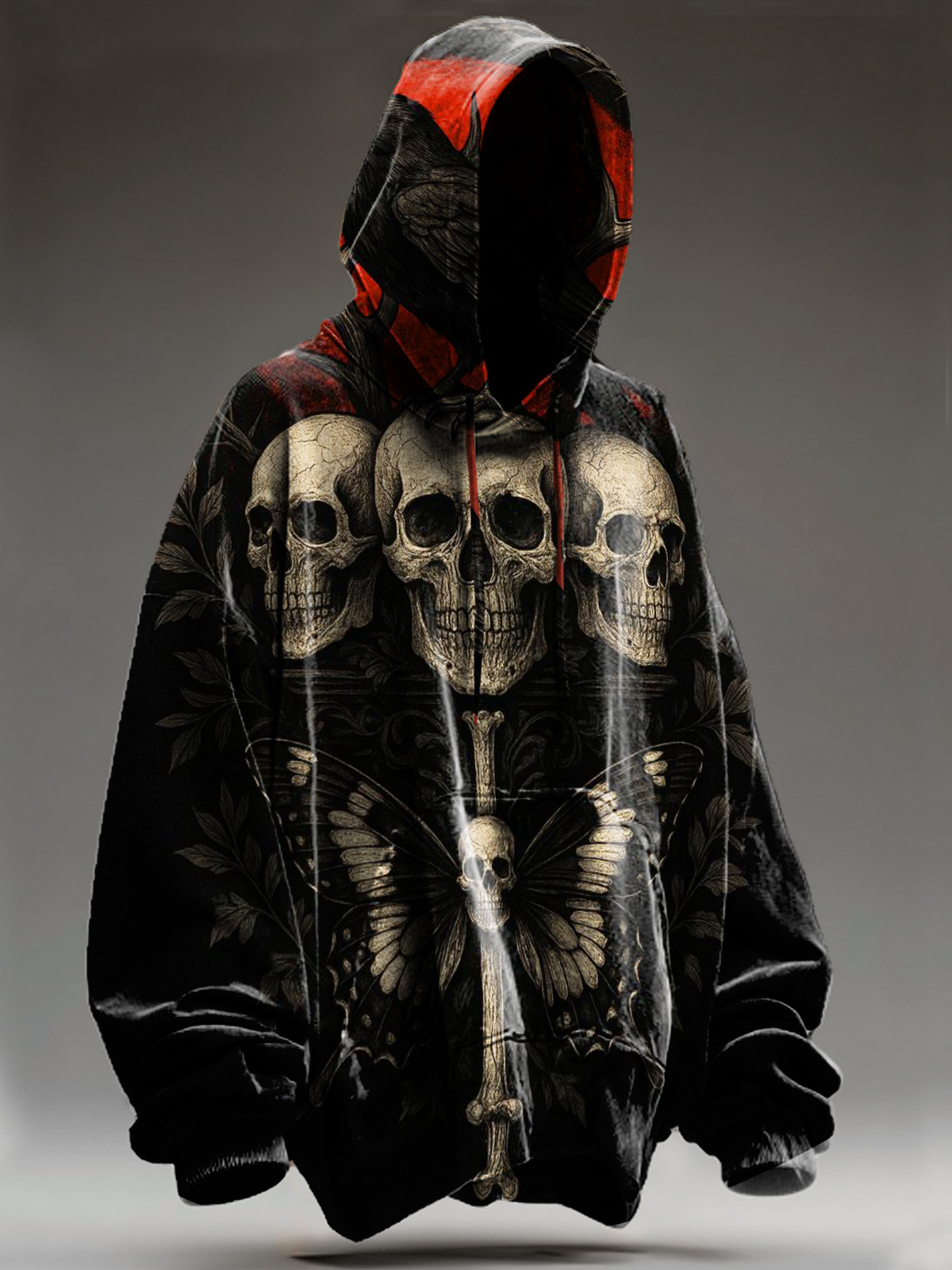 Unisex Vintage Dark Cool Skull Totem Art Print Casual Sweatshirt