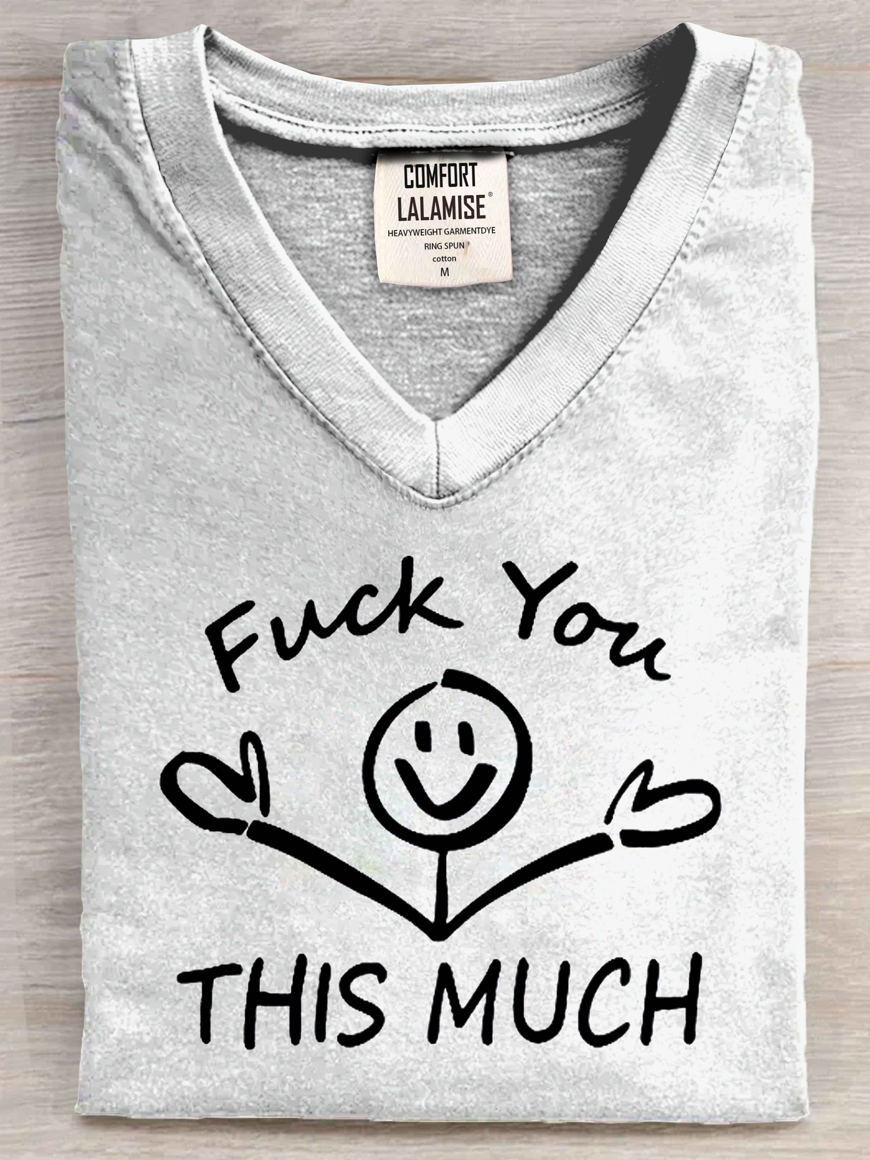 Fuck You This Much Art Print V-neck Casual T-Shirt