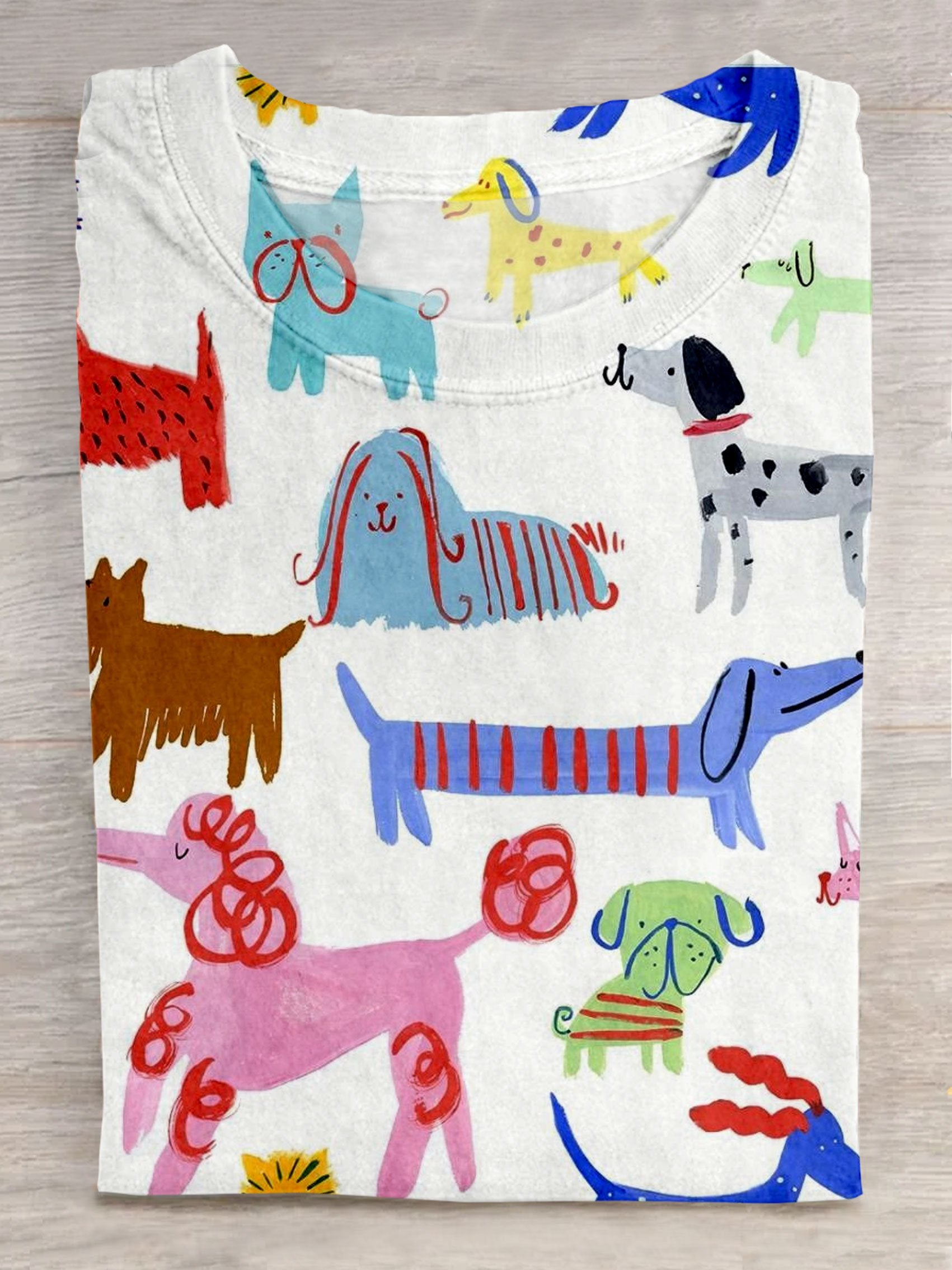 Cute Dog Art Print Casual Short Sleeve T-shirt