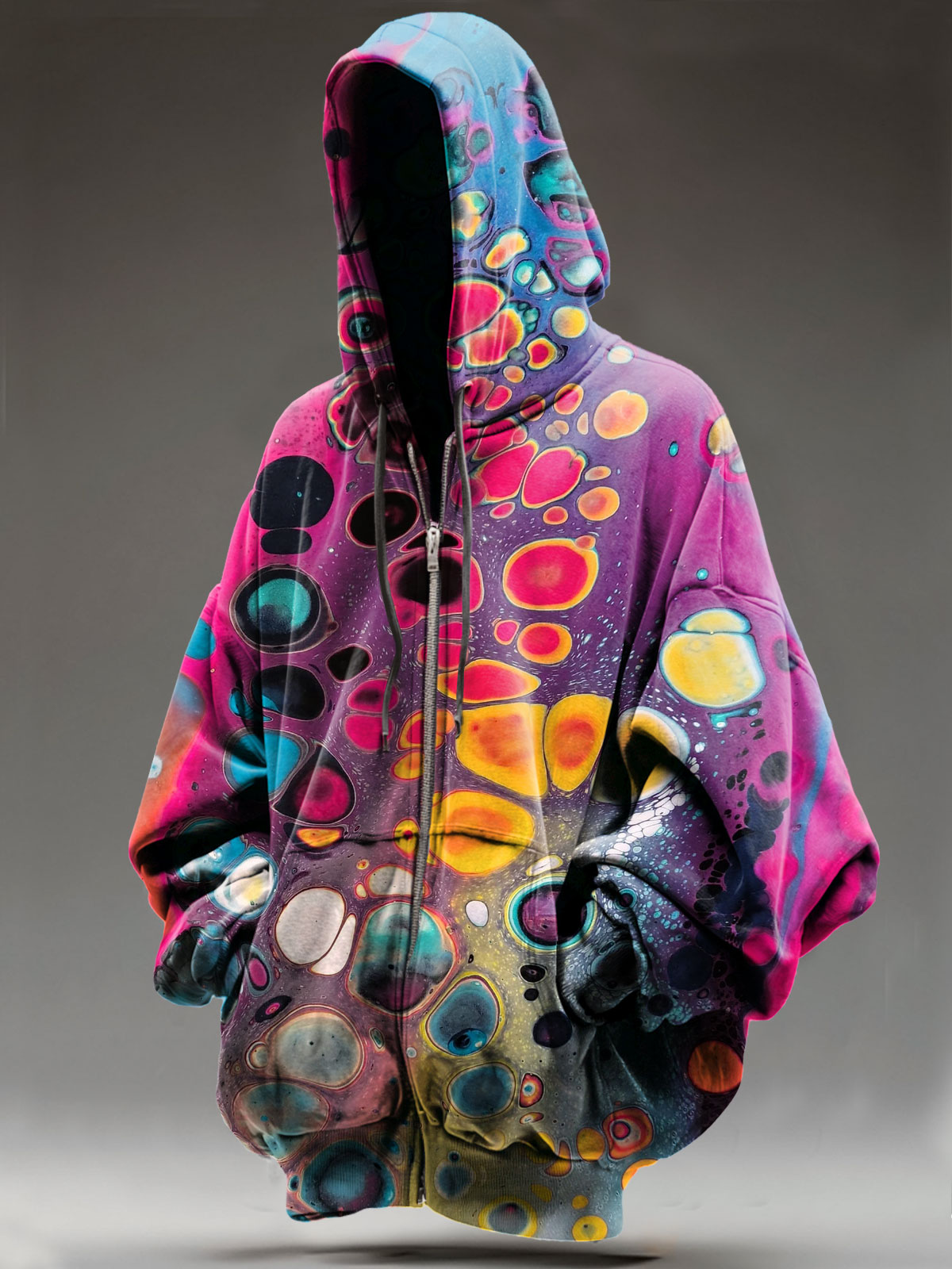 Abstract Psychedelic Art Print Casual Zip Hoodie Sweatshirt