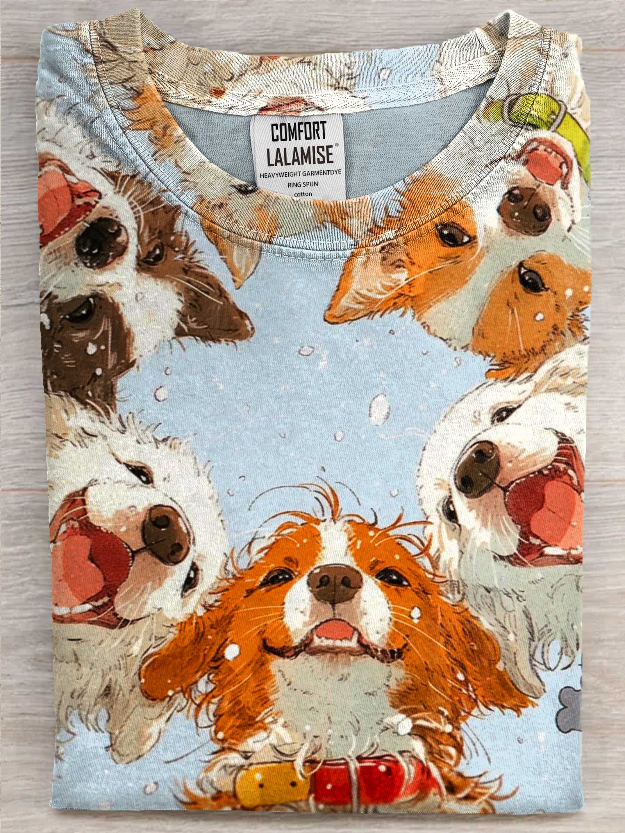 Dog Lover Art Print Cotton Casual Short Sleeve T-shirt