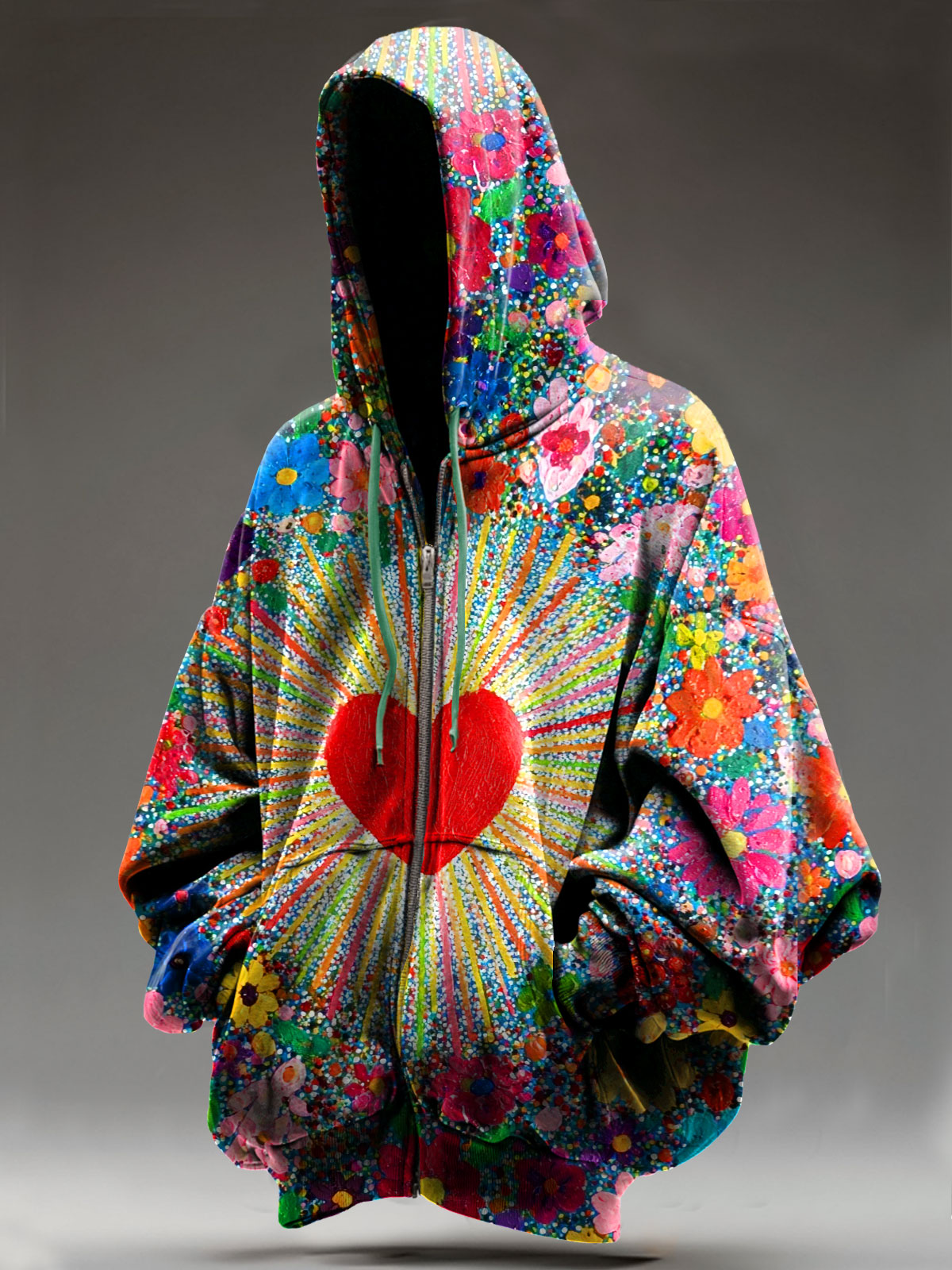 Surrounded by love Art Print Casual Zip Hoodie Sweatshirt