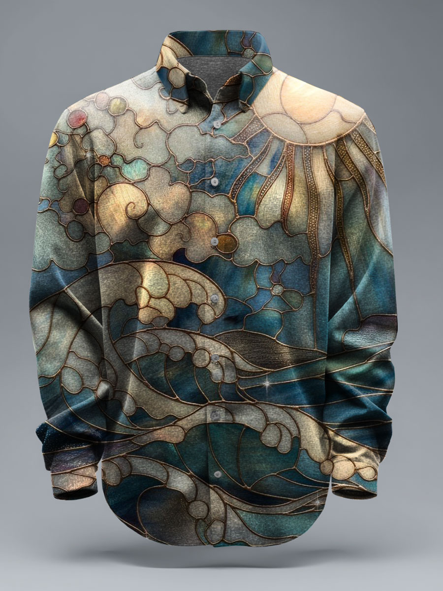 Vintage Art Print 100% Cotton Long Sleeve Shirt