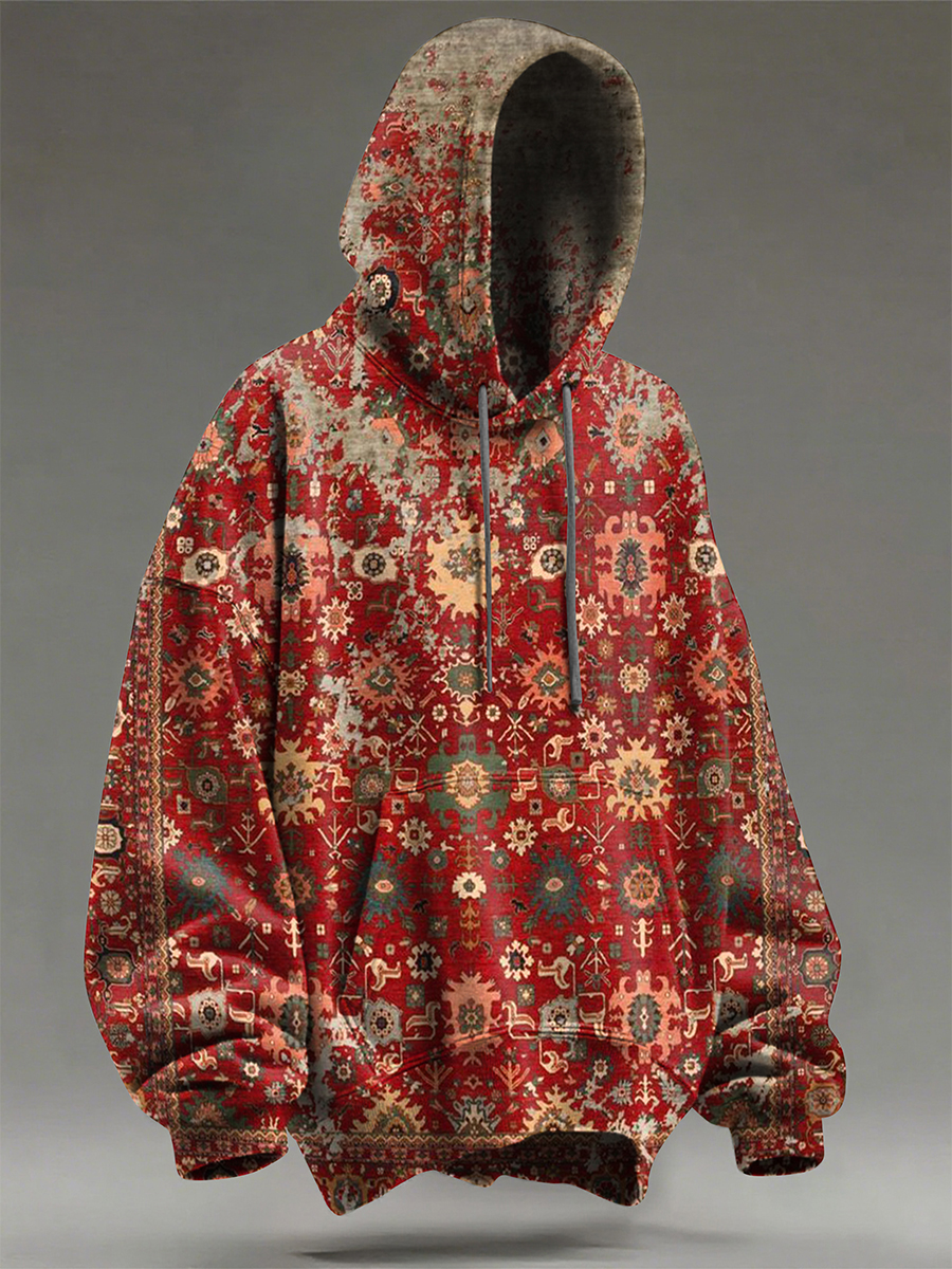 Retro Pattern Art Print Casual Hoodie Sweatshirt