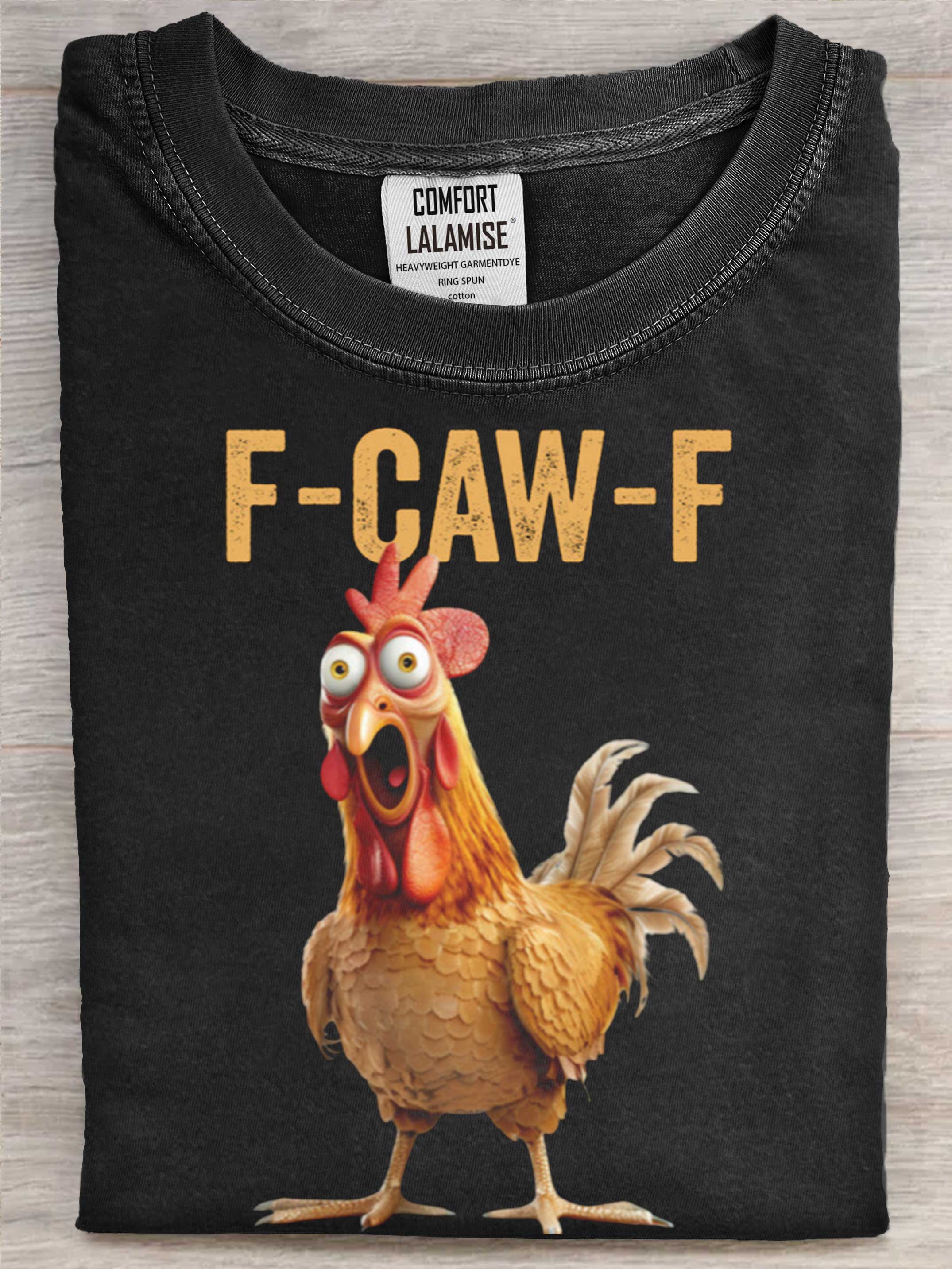 Funny Chicken Humor F-Caw-F Art Print Casaul Cotton Short Sleeve T-shirt