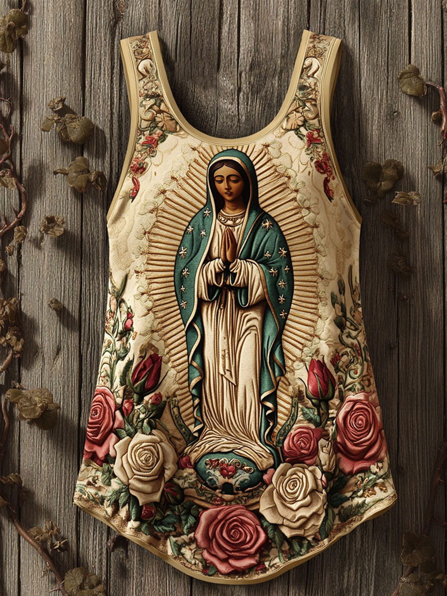 Vintage Virgin Mary Print Tank Top