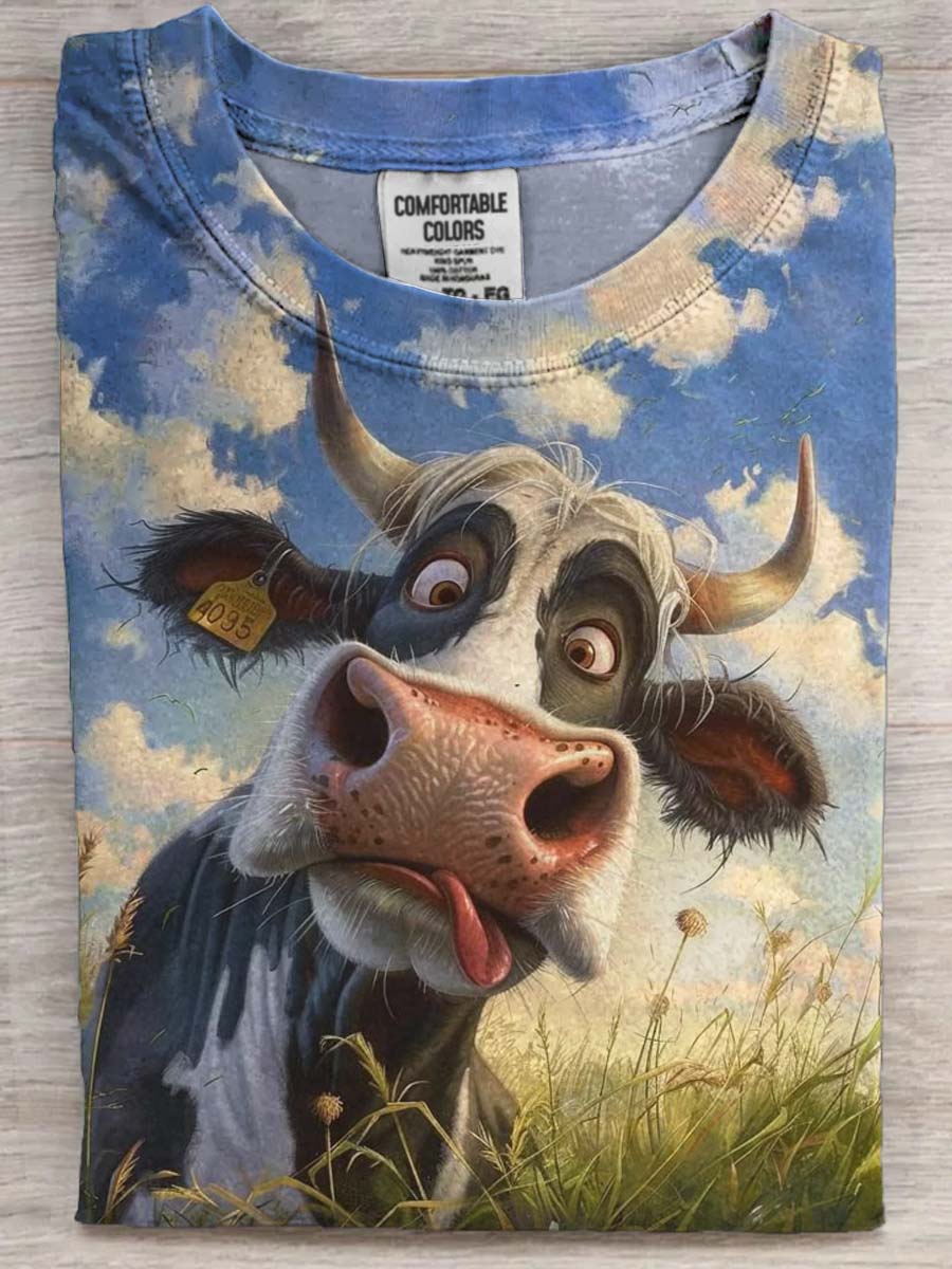 Unisex Cute Cow Print Casual Short Sleeve T-Shirt