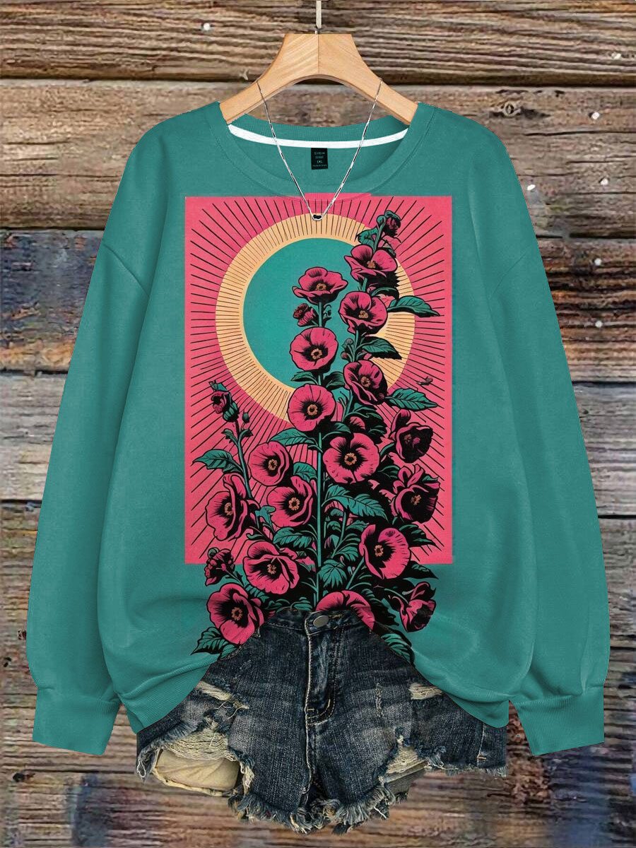 Vintage Poppy Art Print Casual  Sweatshirt