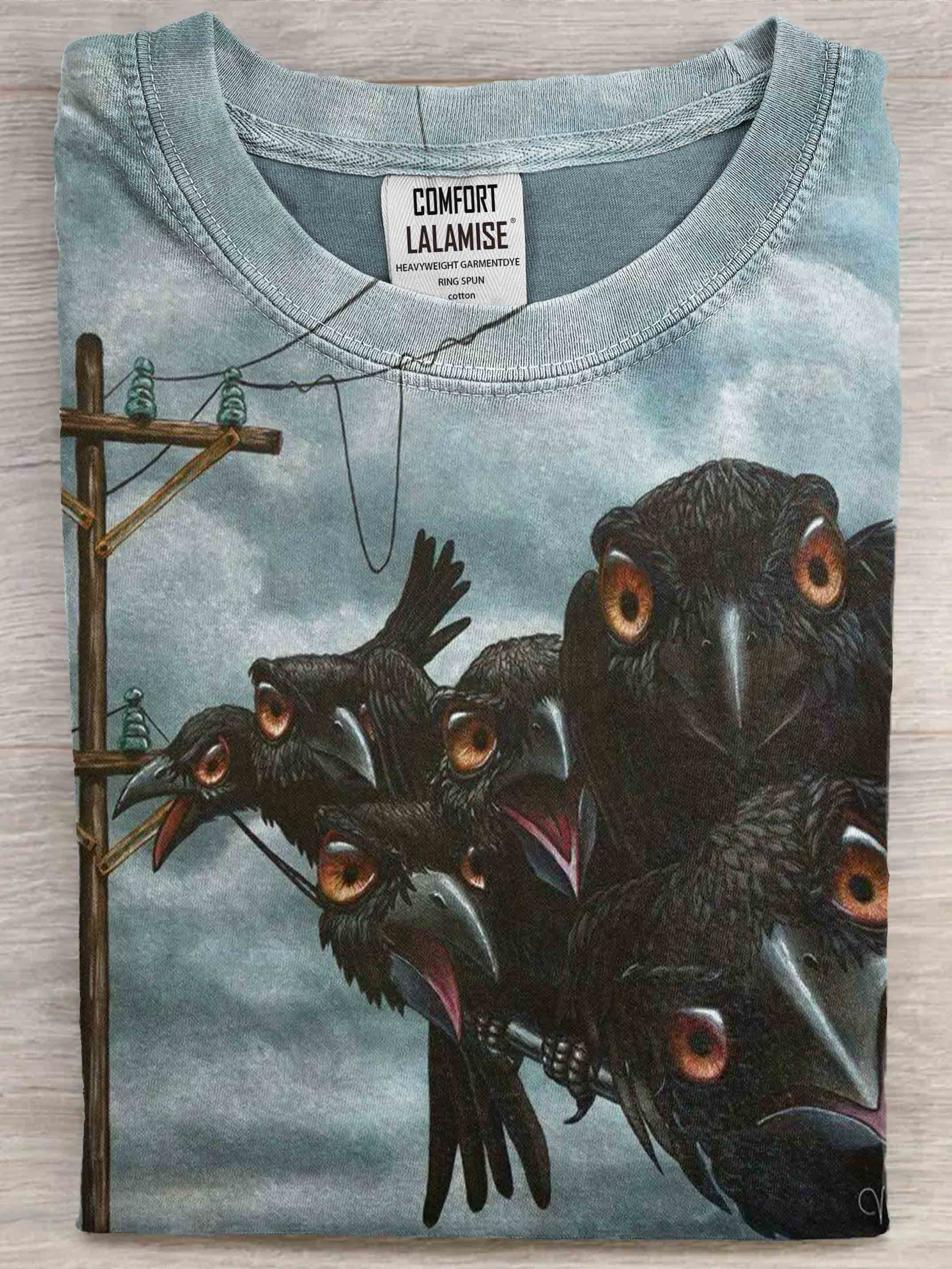 Raven Art Print Casual Short Sleeve T-shirt