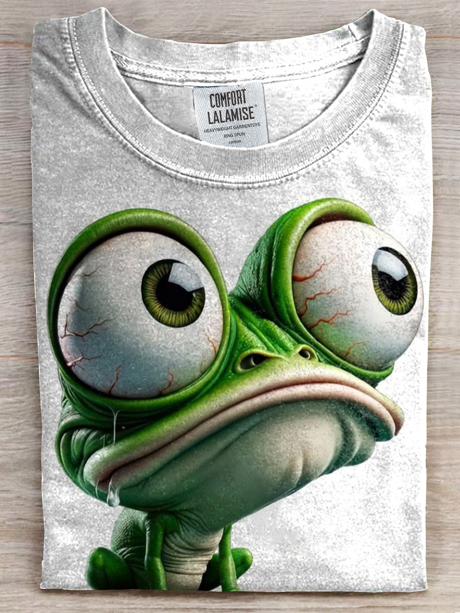 Funny Frog Print Casual Top