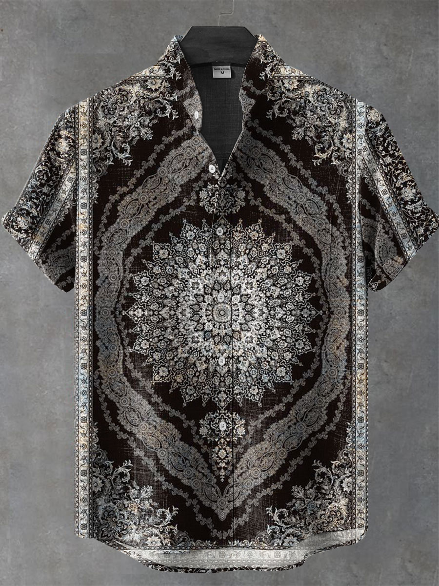Vintage Ethic Print Casual 100% Cotton Shirt