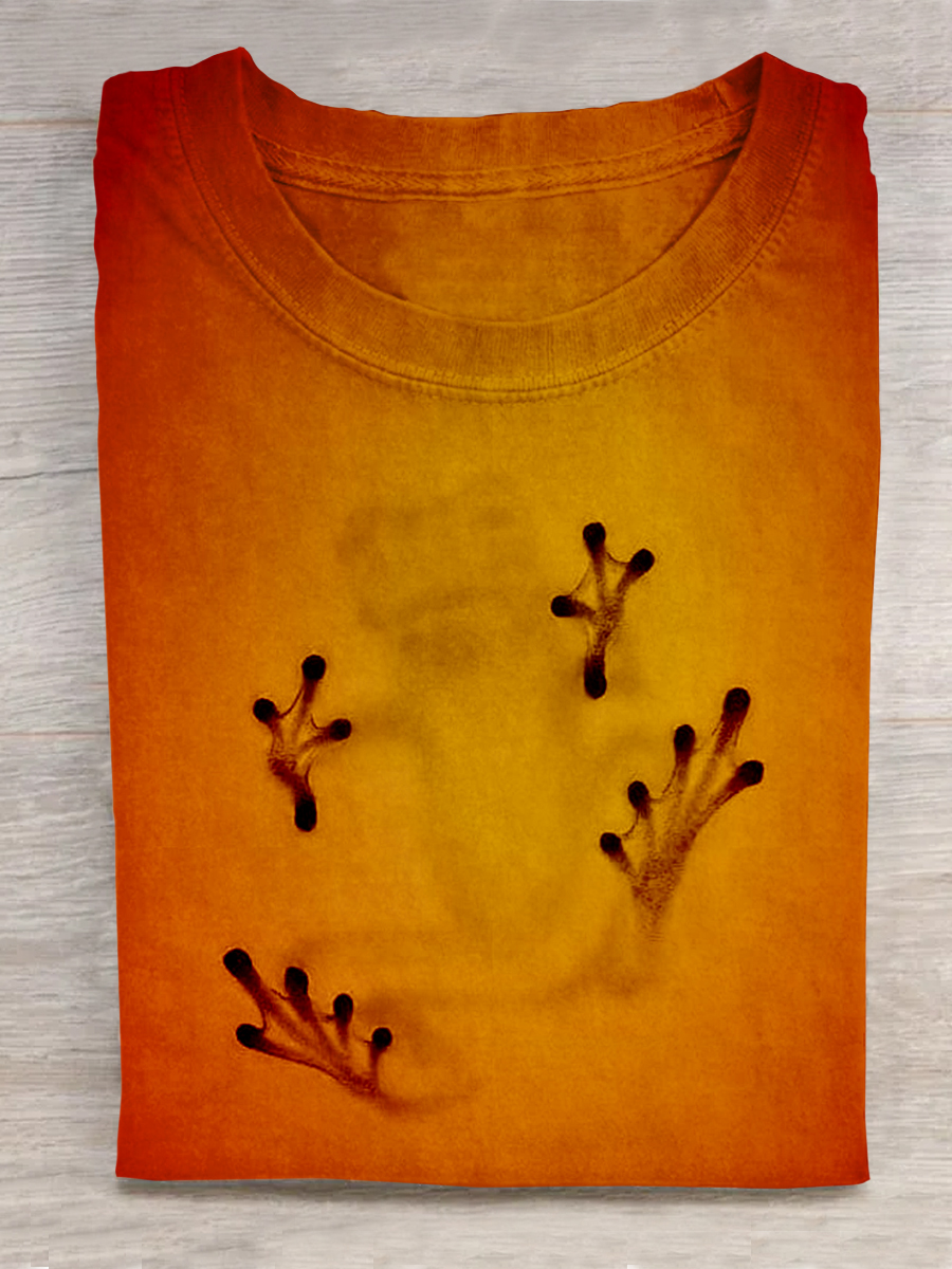 Frog Art Print Crew Neck T-shirt