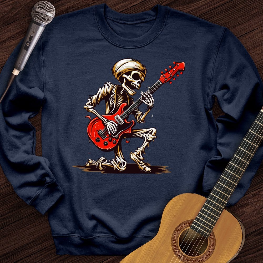 Skeleton Guitar Cartoon Crewneck